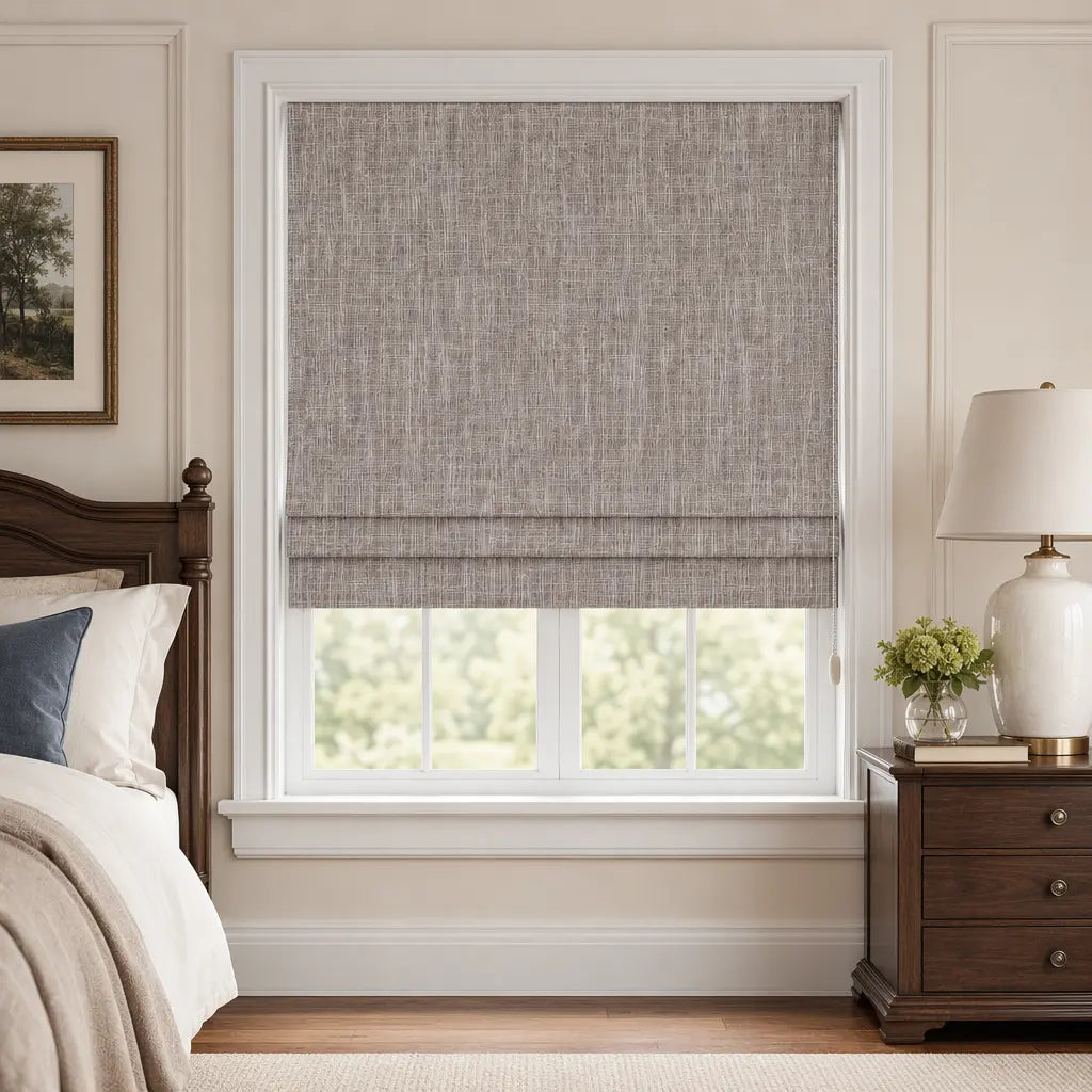 Custom Blackout Roman Shades for Bedrooms – Linen Blend