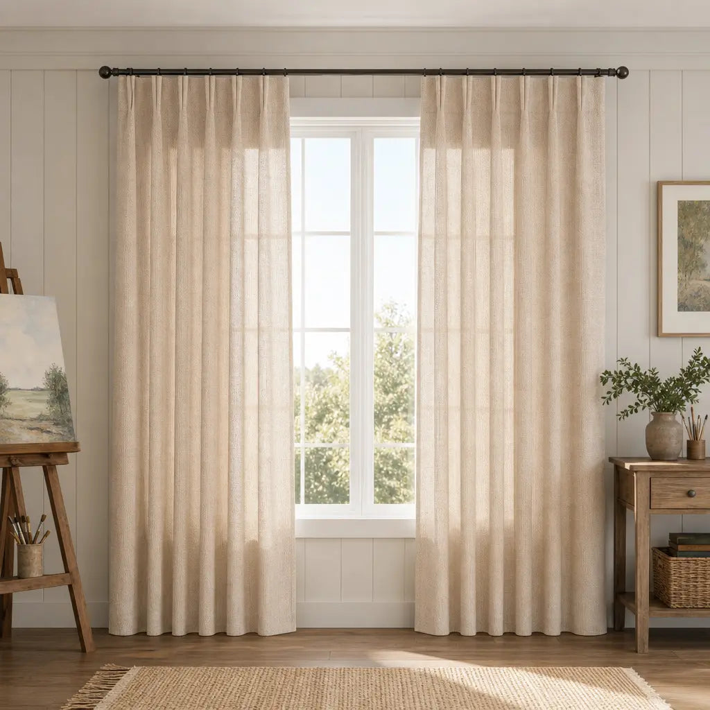 Custom Linen Blend Curtains for Bedrooms – Semi-Blackout – color 1038-A04