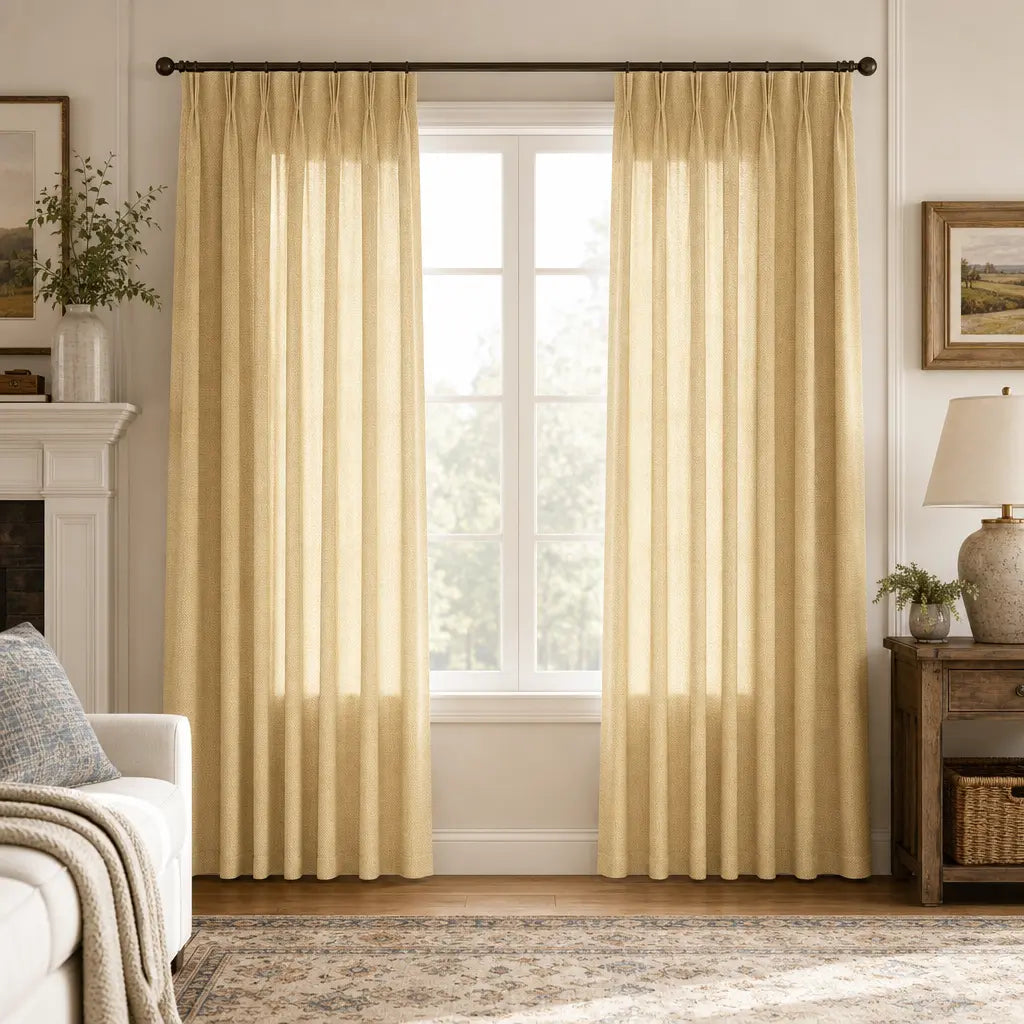 Custom Linen Blend Curtains for Bedrooms – Semi-Blackout – color 1038-A07