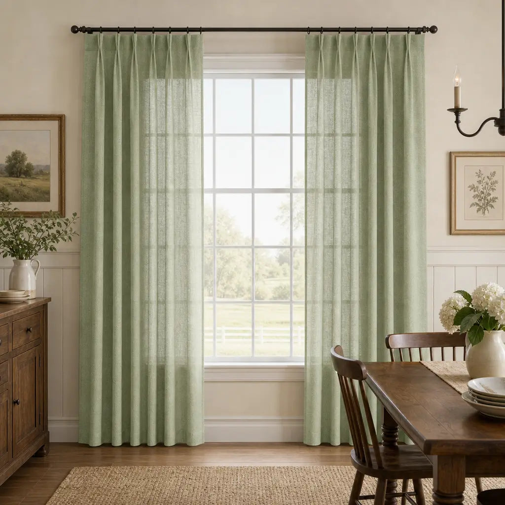 Custom Linen Blend Curtains for Bedrooms – Semi-Blackout – color 1038-A10