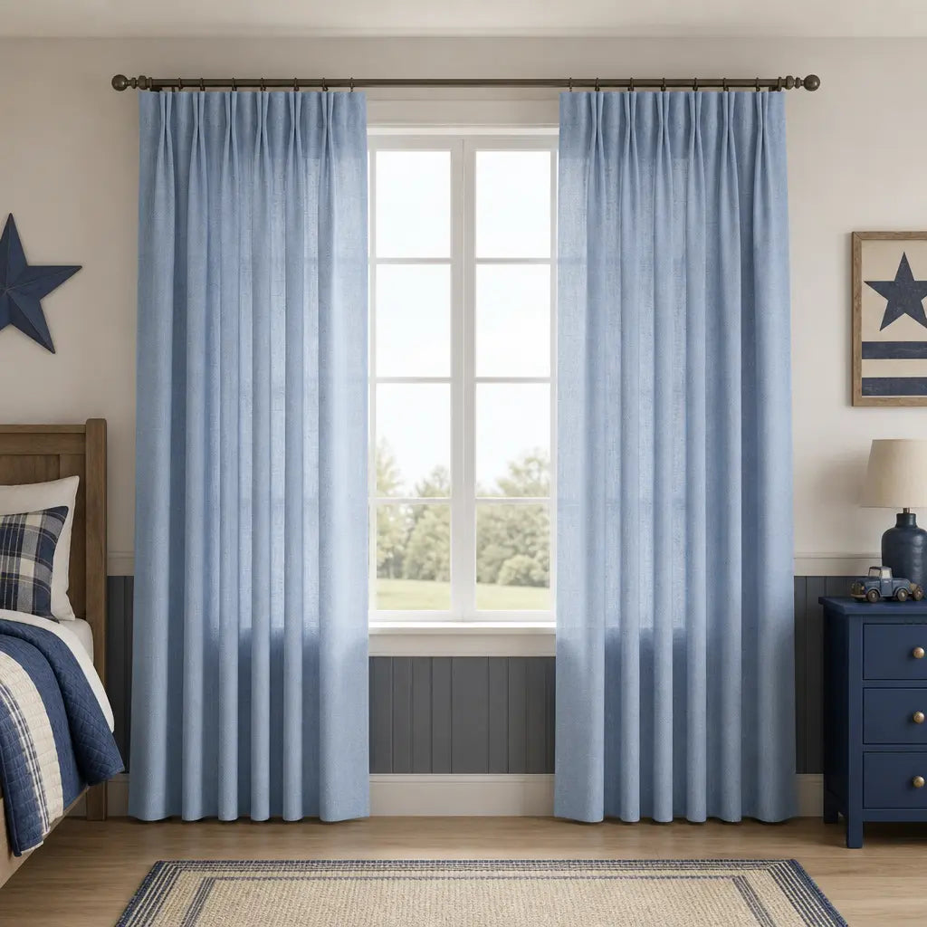 Custom Linen Blend Curtains for Bedrooms – Semi-Blackout – color 1038-A12