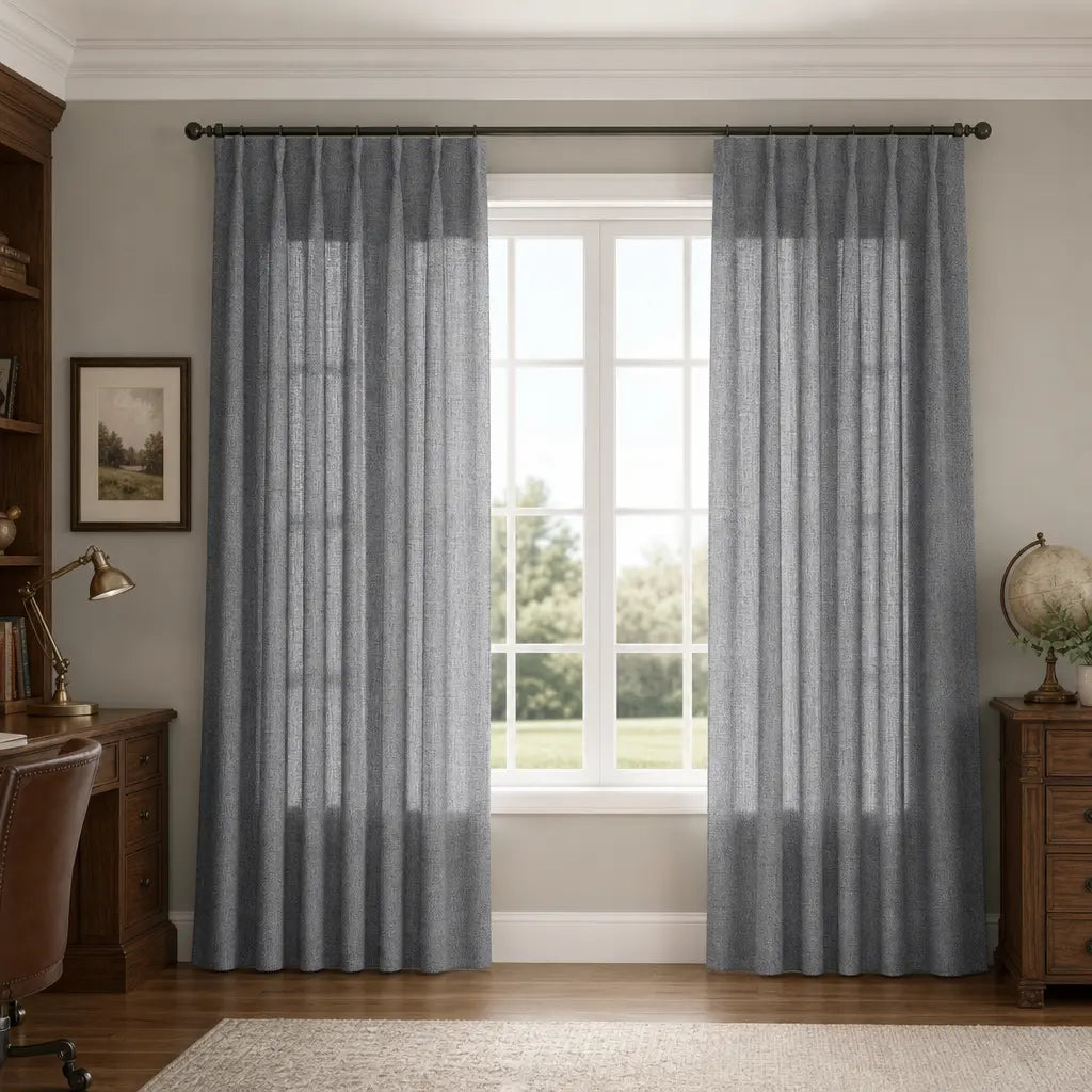 Custom Linen Blend Curtains for Bedrooms – Semi-Blackout – color 1038-A14