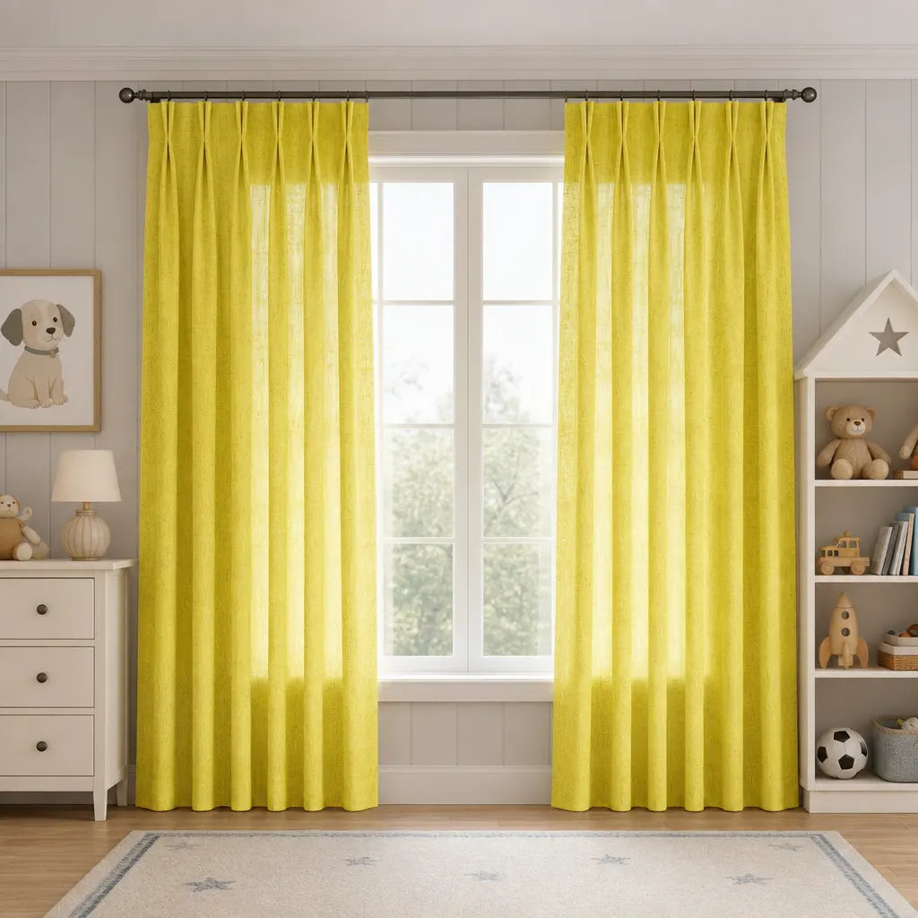Custom Linen Blend Curtains for Bedrooms – Semi-Blackout – color 1038-A18