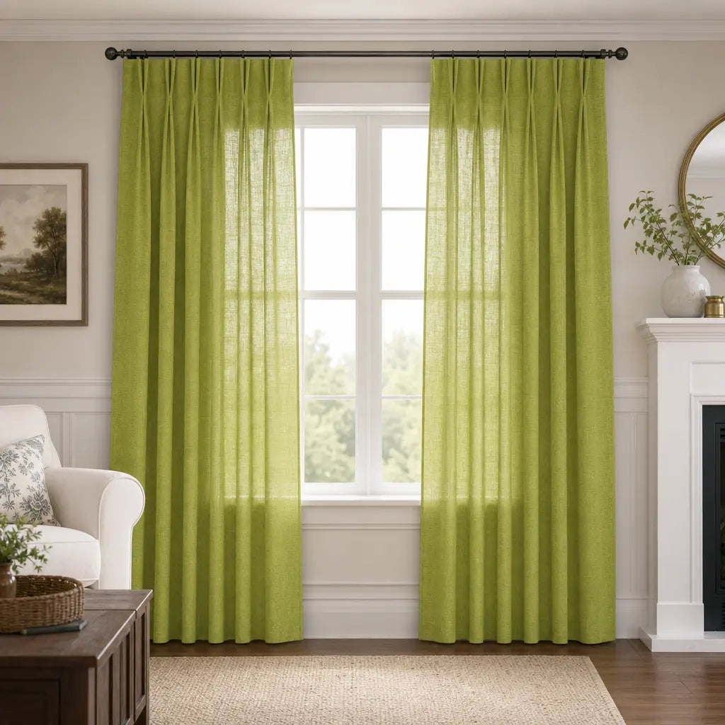 Custom Linen Blend Curtains for Bedrooms – Semi-Blackout – color 1038-A19