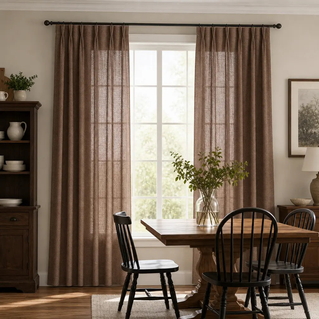 Custom Linen Blend Curtains for Living Rooms – Semi-Blackout – color 1038-B