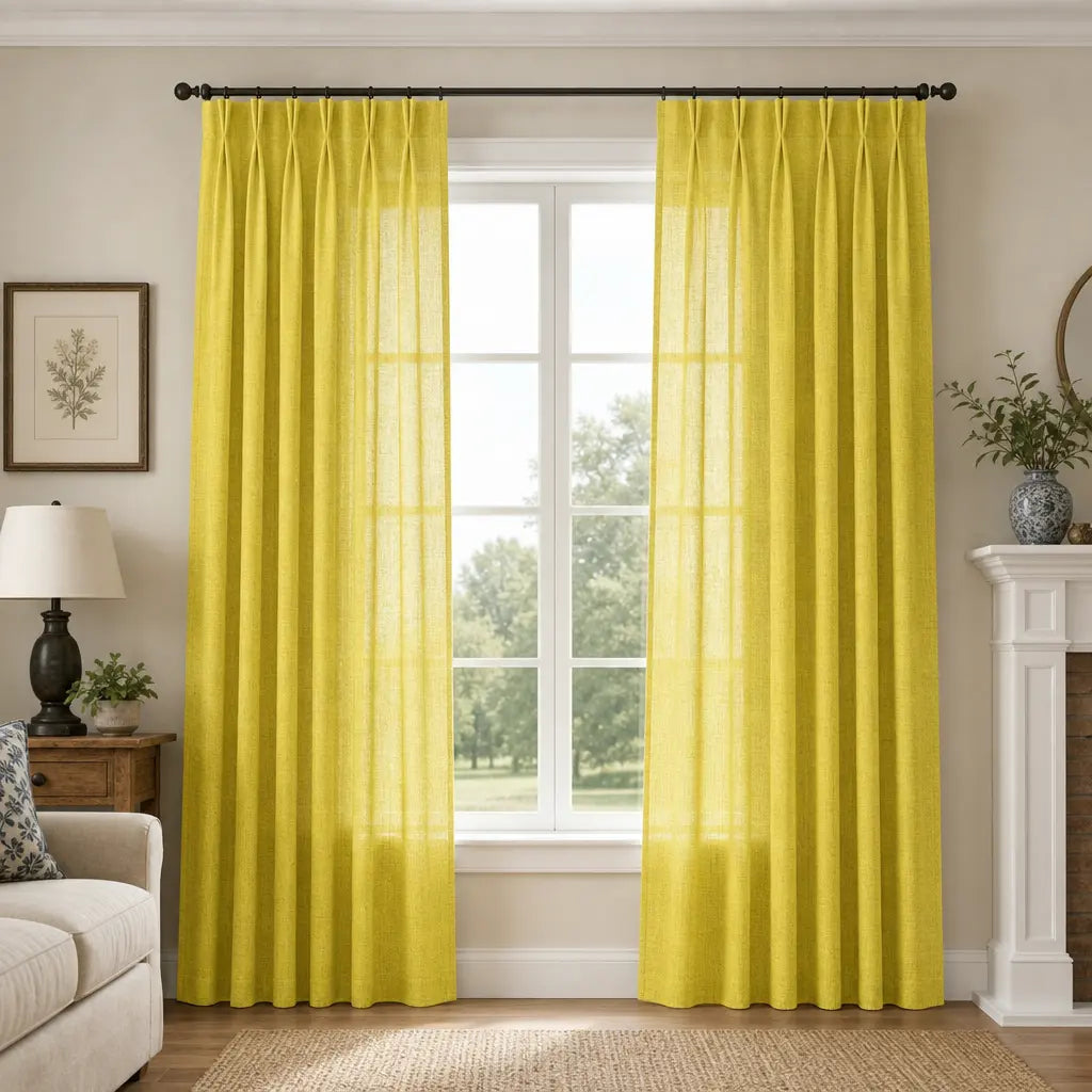 Custom Linen Blend Curtains for Living Rooms – Semi-Blackout – color 1038-B18