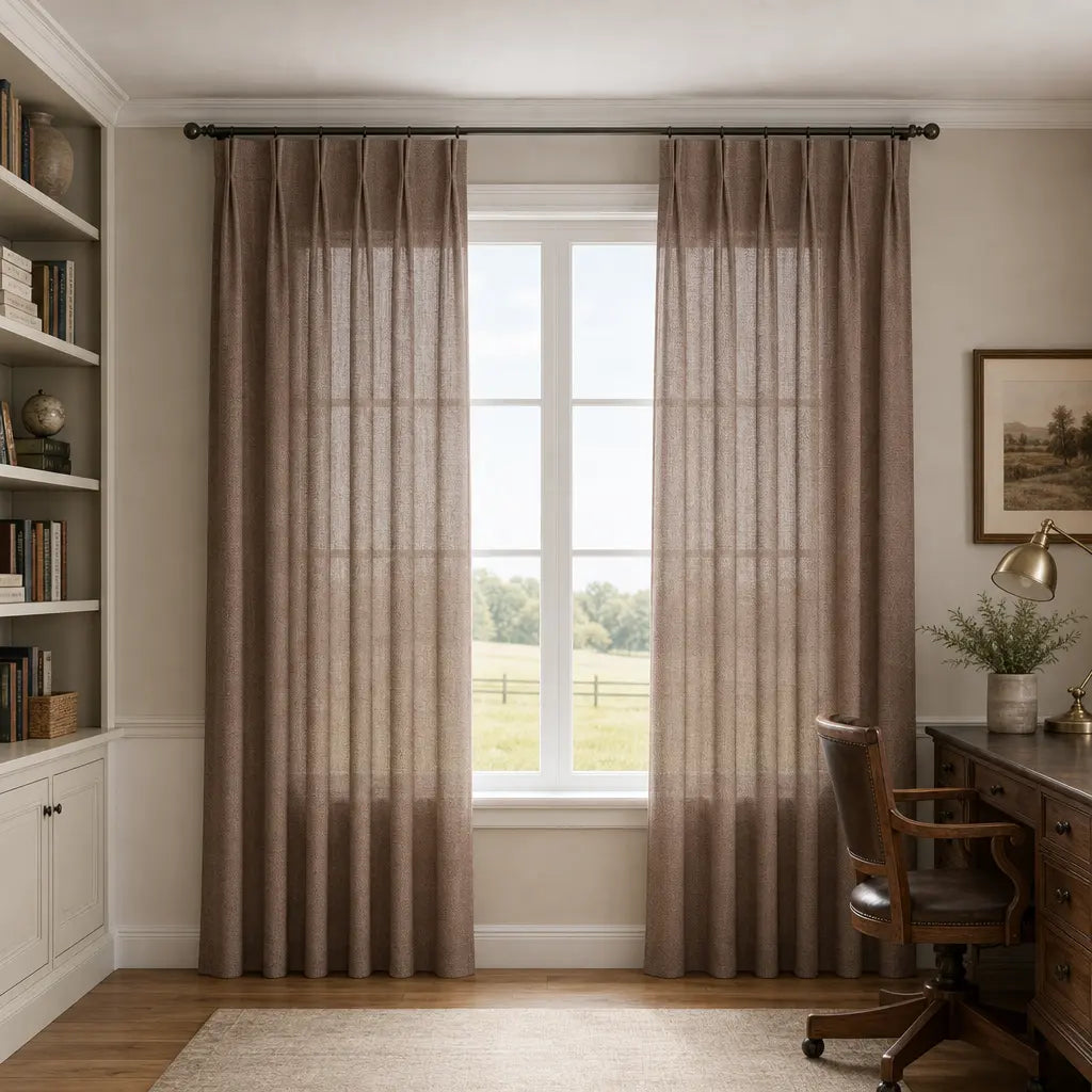 Custom Linen Blend Curtains for Living Rooms – Semi-Blackout – color 1038-B21