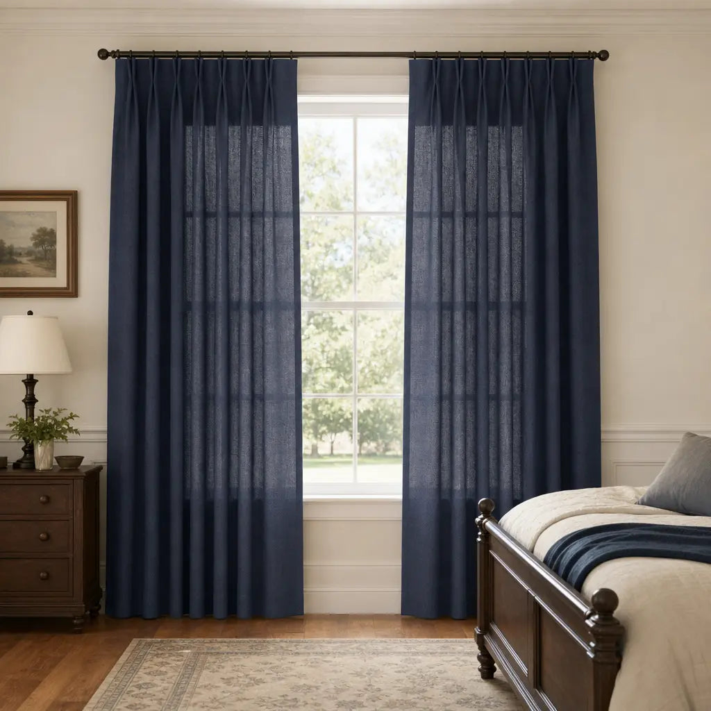 Custom Linen Blend Curtains for Living Rooms – Semi-Blackout – color 1038-B27