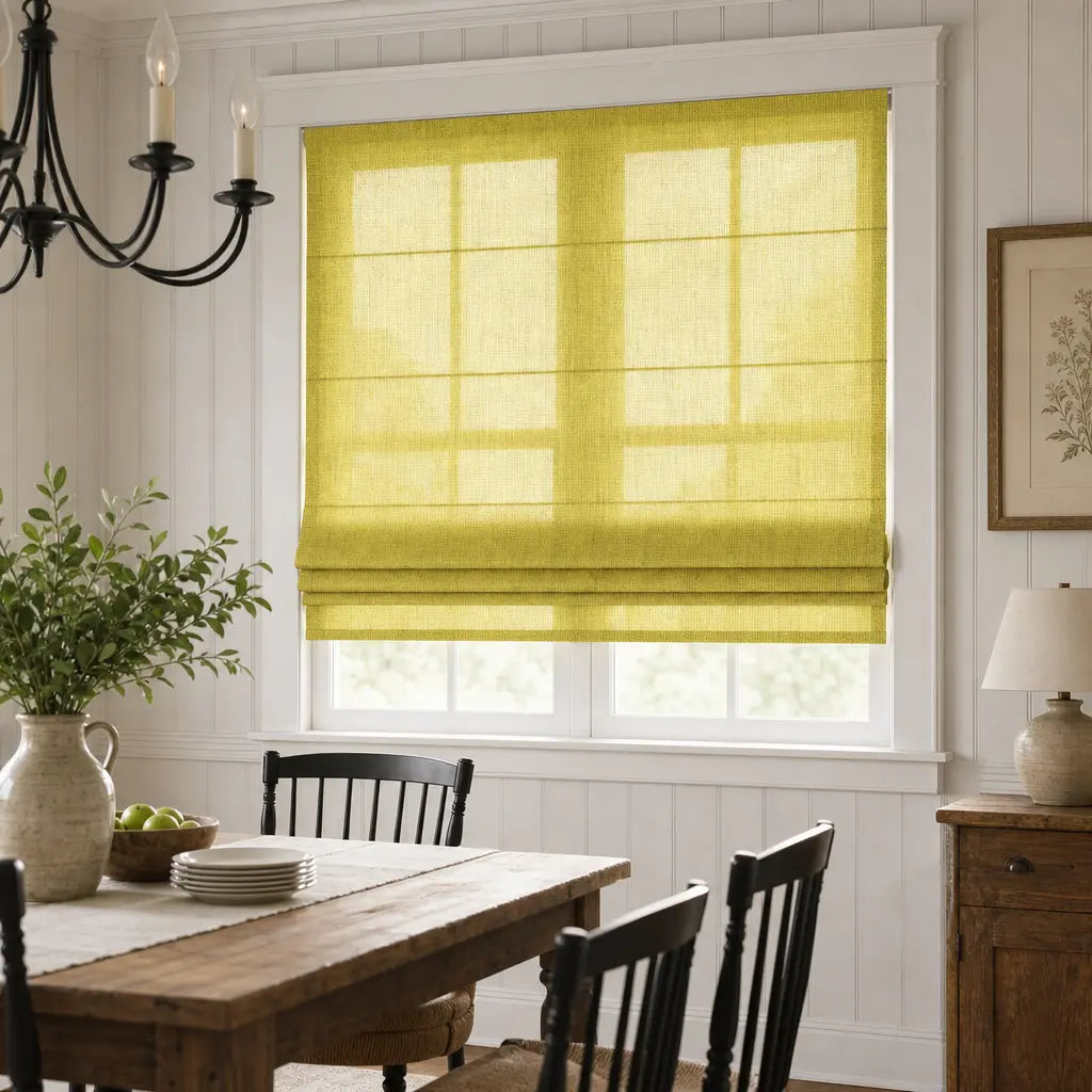 Custom Linen Blend Roman Shades – Semi-Blackout – color 1038-C18