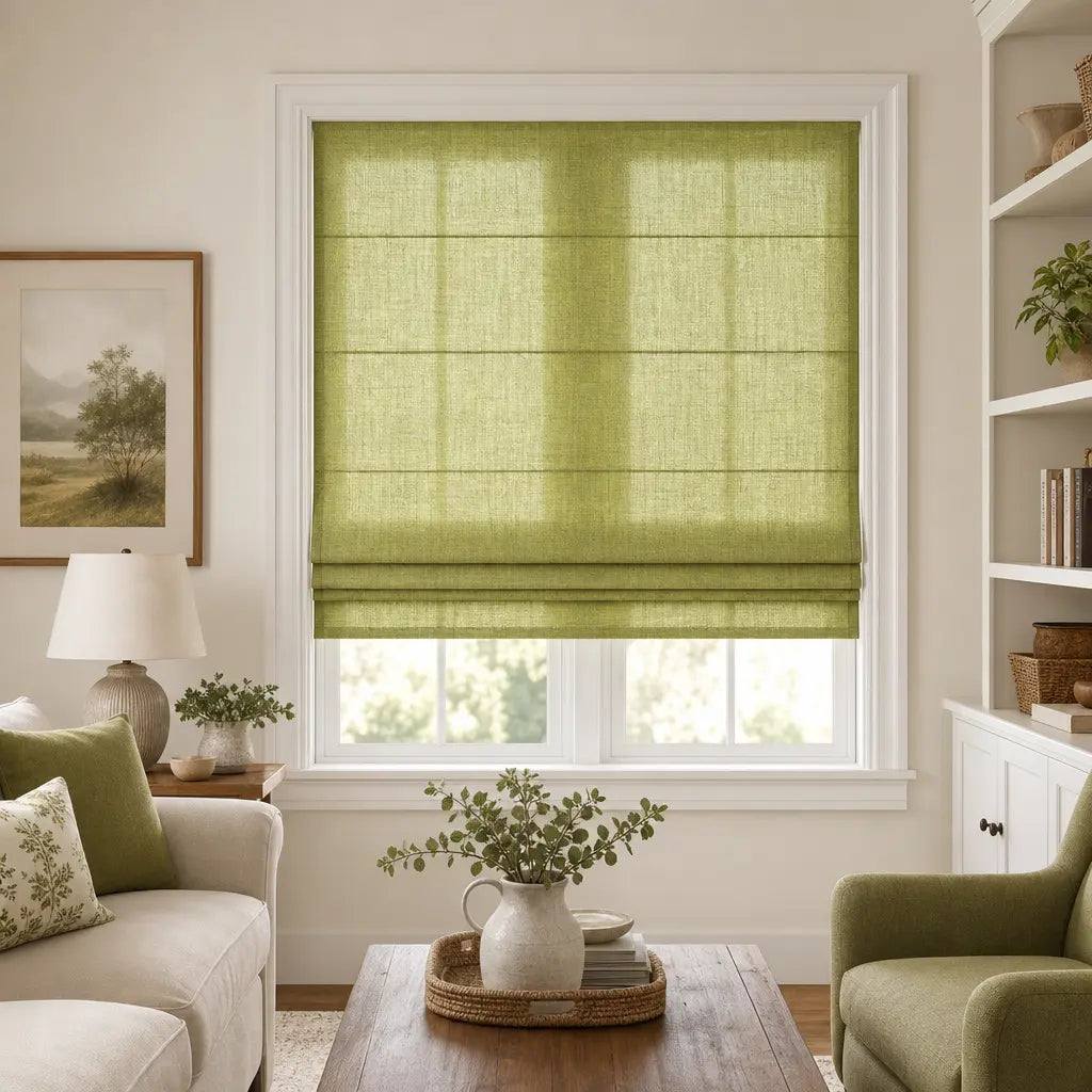 Custom Linen Blend Roman Shades – Semi-Blackout – color 1038-C19