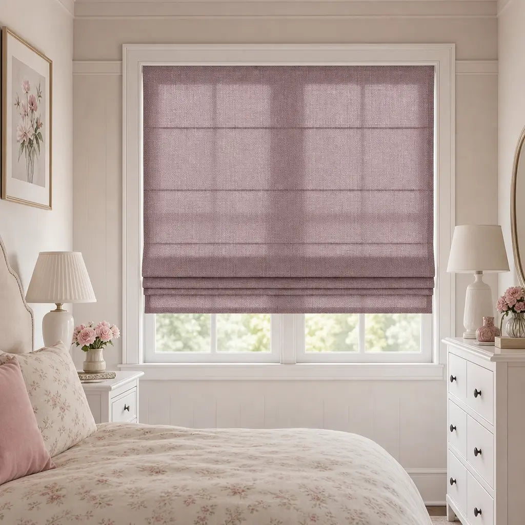 Custom Linen Blend Roman Shades – Semi-Blackout – color 1038-C23