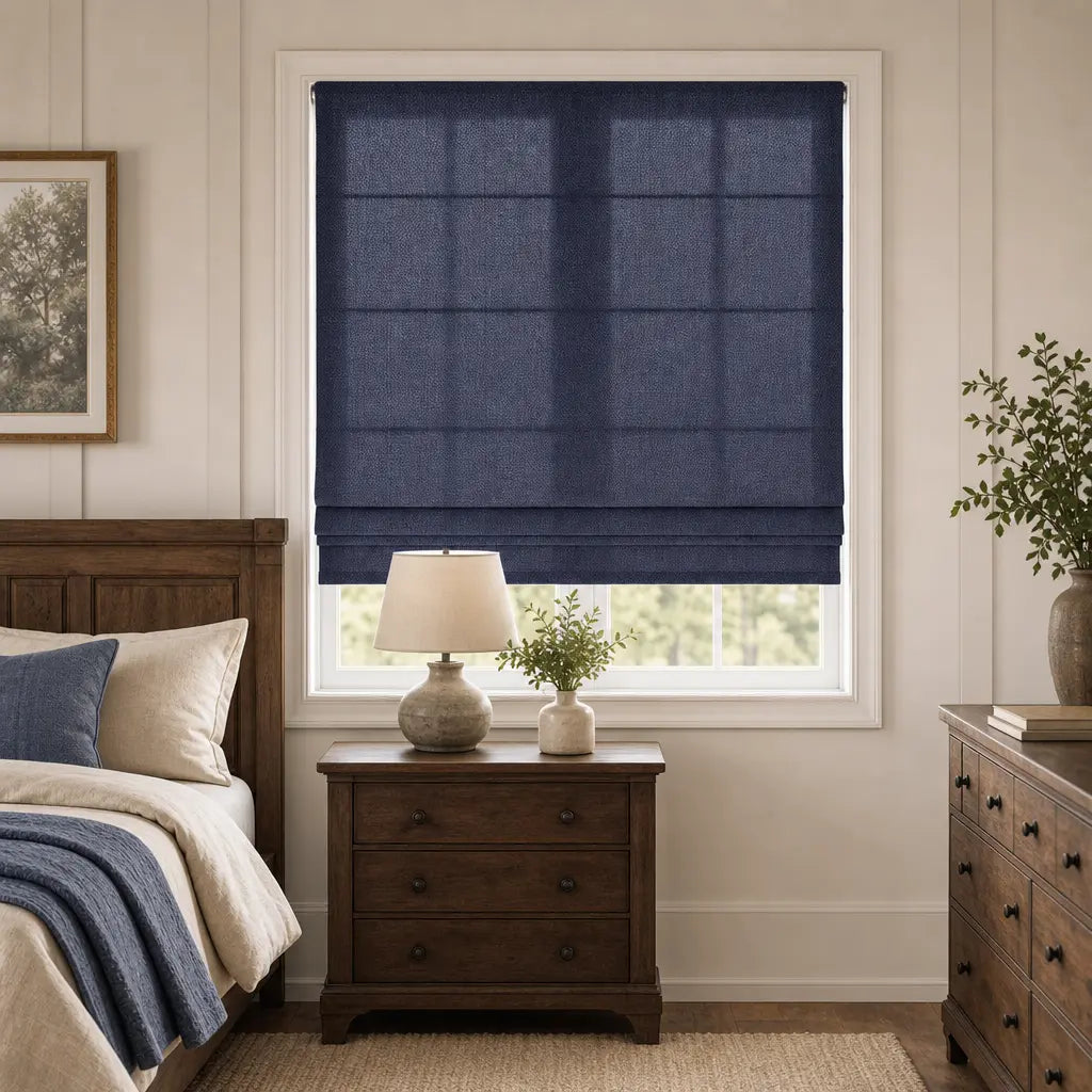 Custom Linen Blend Roman Shades – Semi-Blackout – color 1038-C27