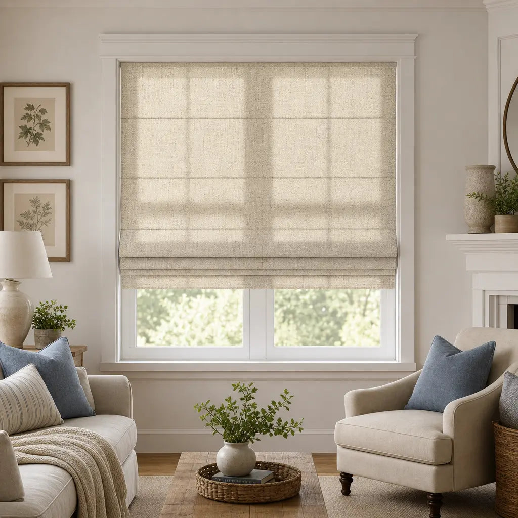 Custom Linen Blend Roman Shades – Light Filtering – color 1038-D02