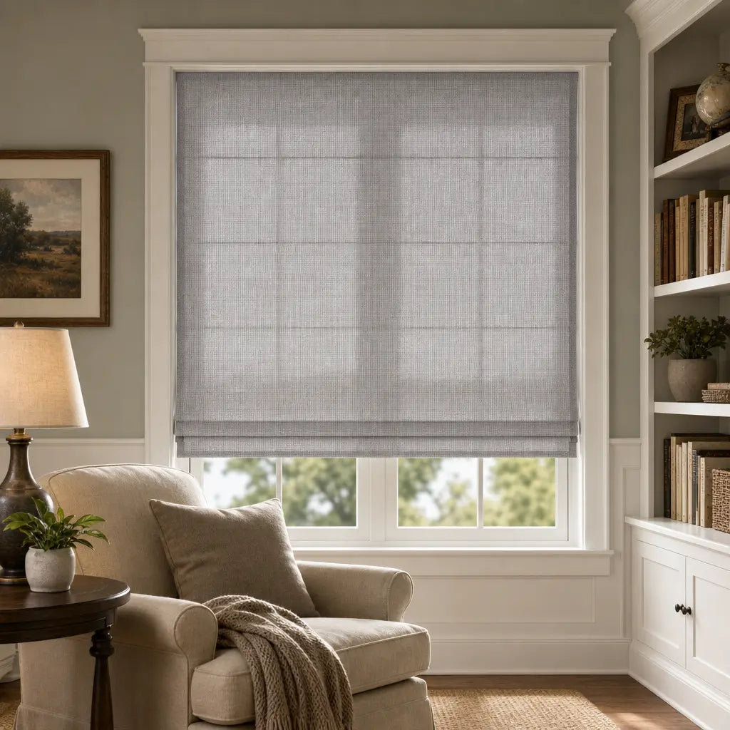Custom Linen Blend Roman Shades – Light Filtering – color 1038-D05