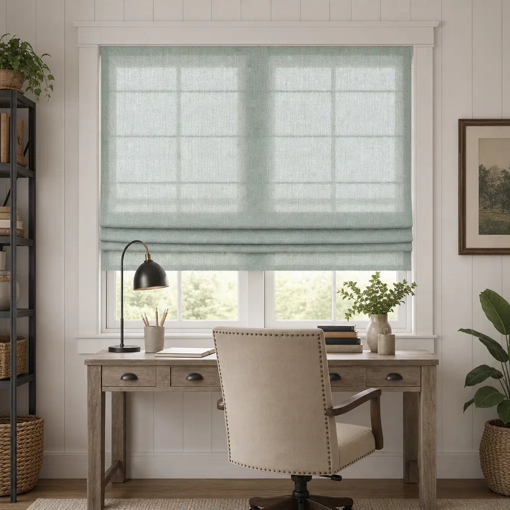 Custom Linen Blend Roman Shades – Light Filtering – color 1038-D08