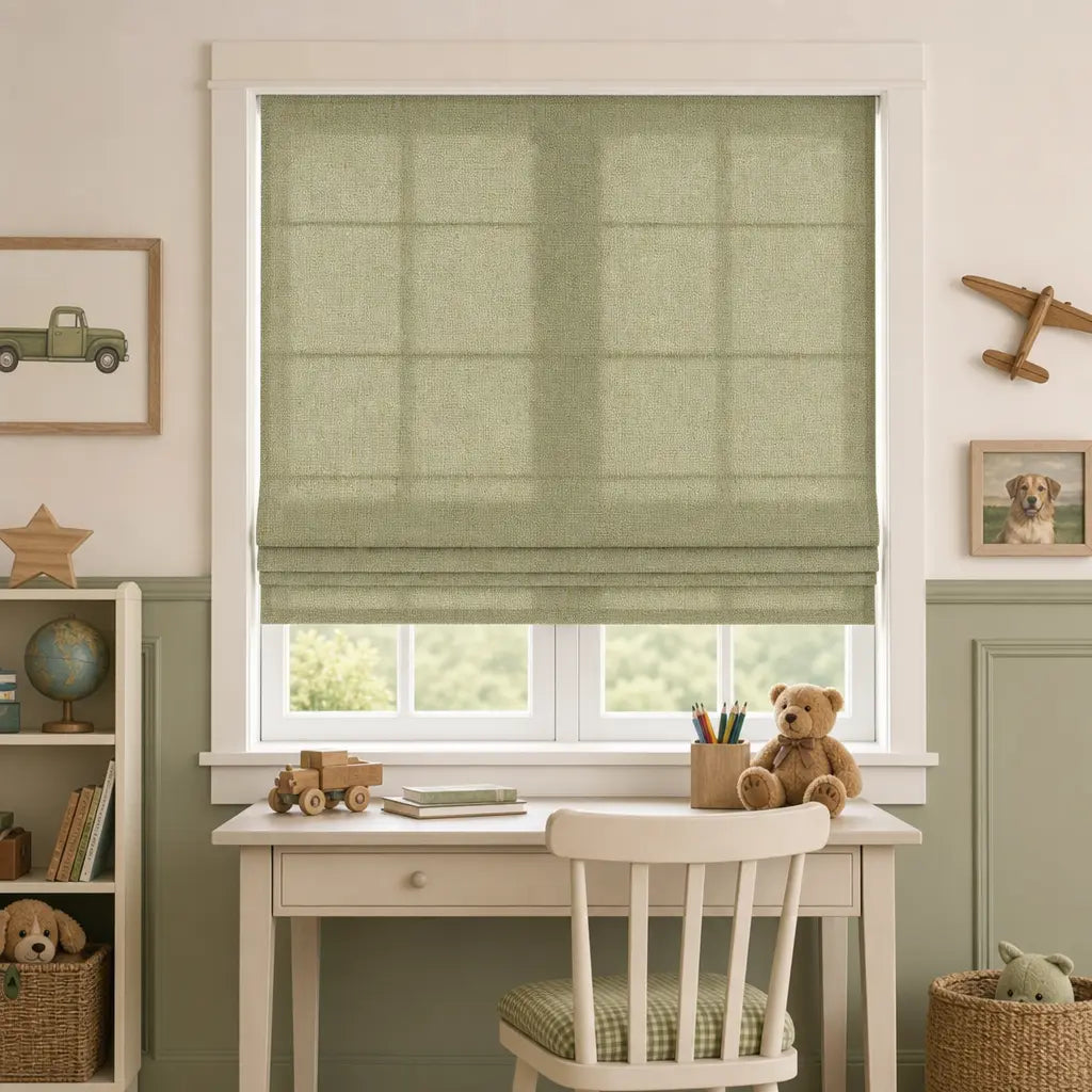 Custom Linen Blend Roman Shades – Light Filtering – color 1038-D11
