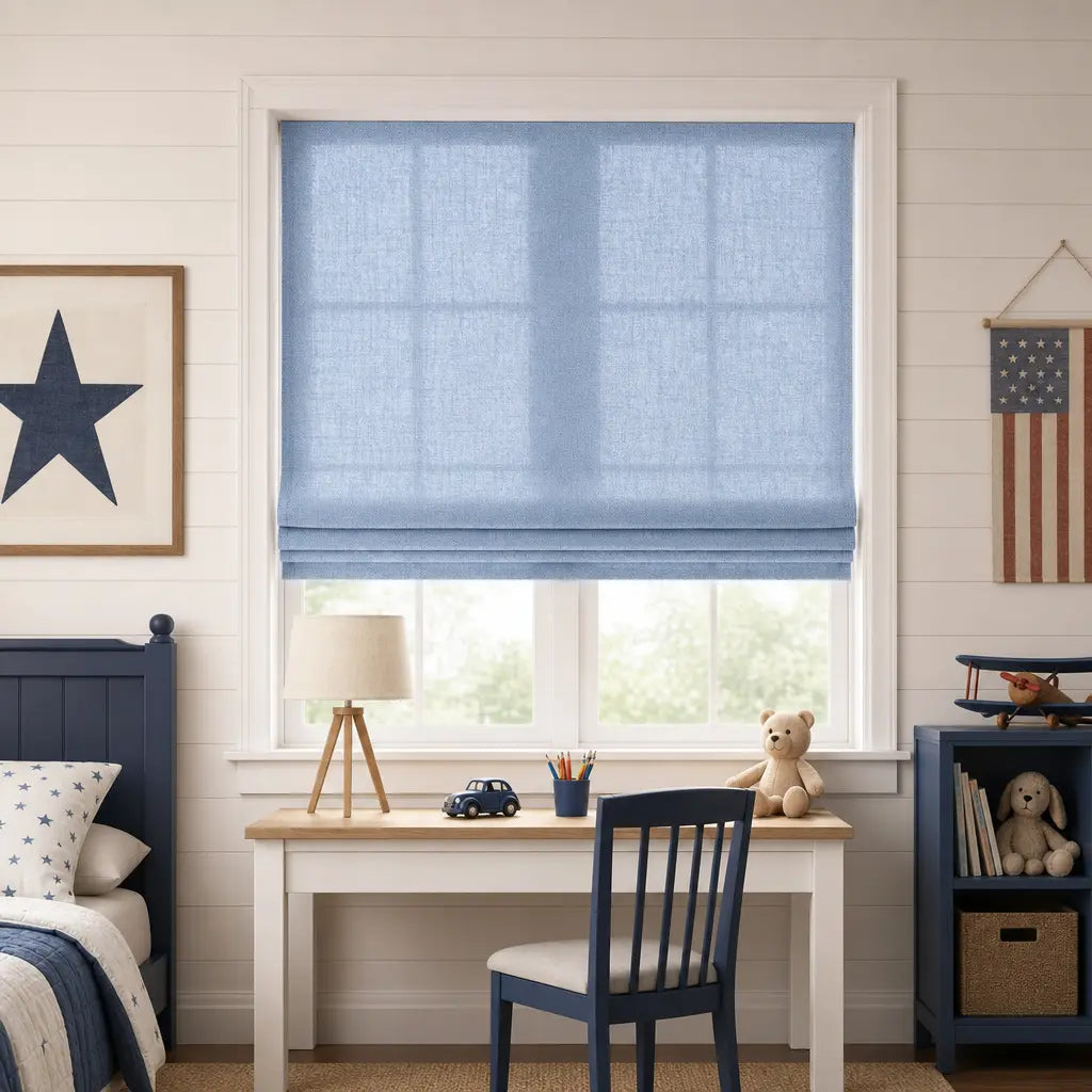 Custom Linen Blend Roman Shades – Light Filtering – color 1038-D12