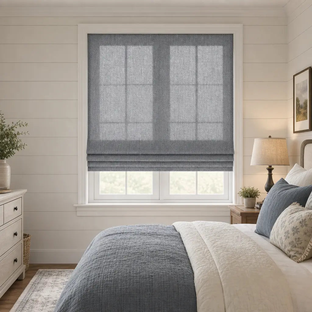 Custom Linen Blend Roman Shades – Light Filtering – color 1038-D14