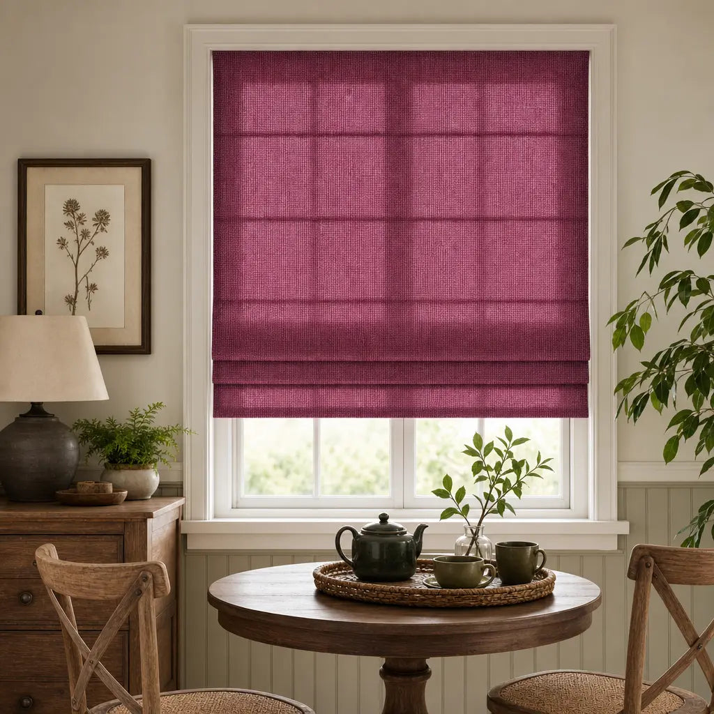 Custom Linen Blend Roman Shades – Light Filtering – color 1038-D24