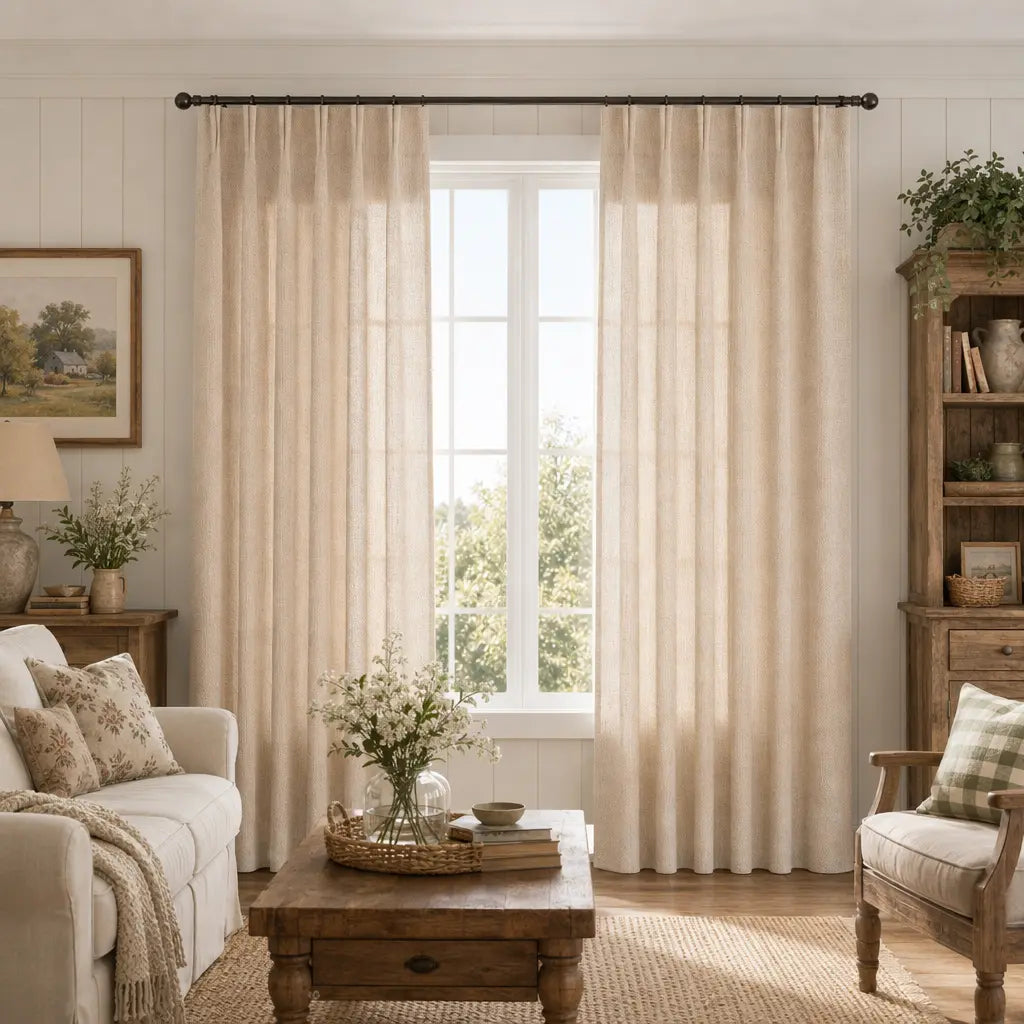 Custom Linen Blend Curtains for Living Rooms – Semi-Blackout