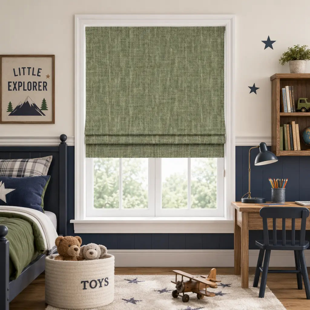 Custom Blackout Roman Shades for Bedrooms – Linen Blend – product image 3