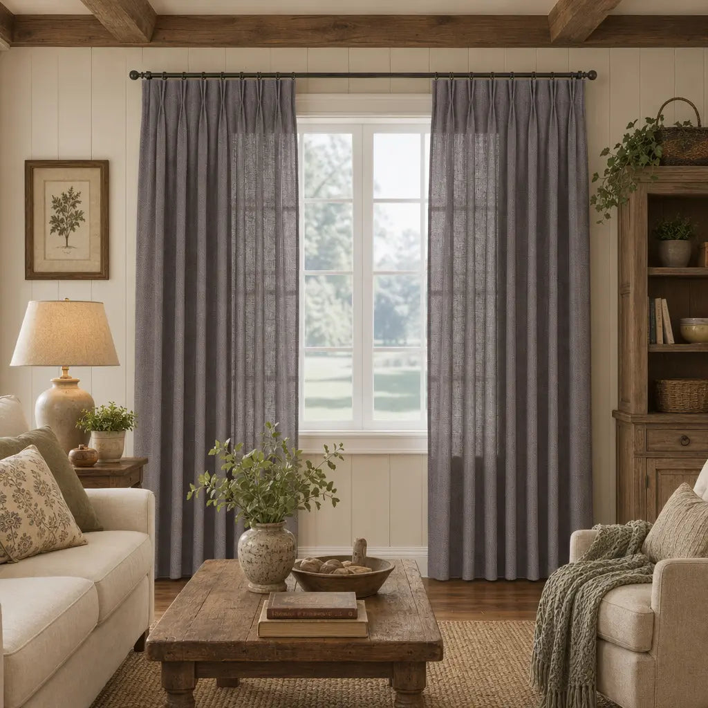Custom Linen Blend Curtains for Bedrooms – Semi-Blackout – product image 6