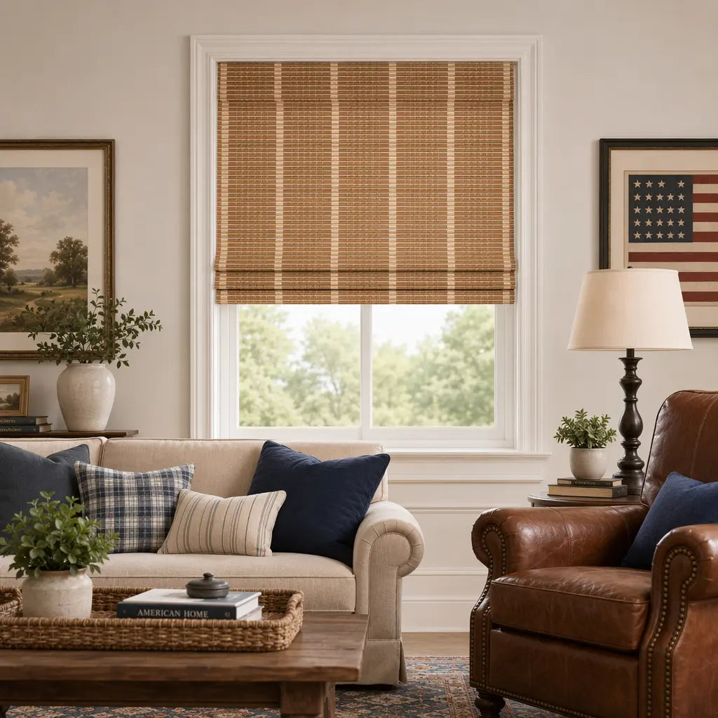 Custom Bamboo Shades – Handwoven Natural Wood – color OM12A-03
