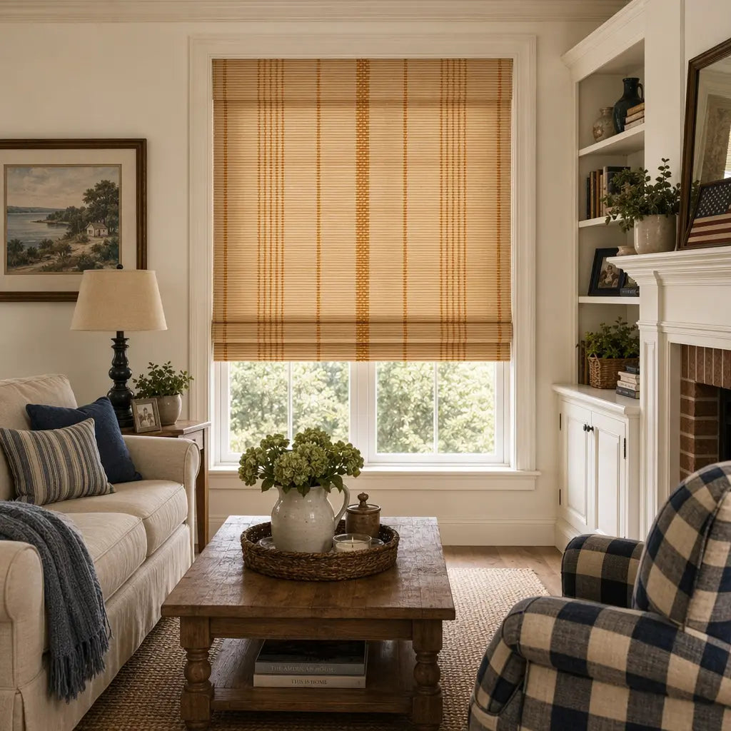 Custom Bamboo Shades – Handwoven Natural Wood – color OM12A-04