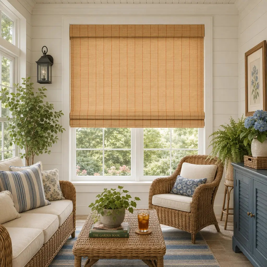 Custom Bamboo Shades – Handwoven Natural Wood – color OM12A-10
