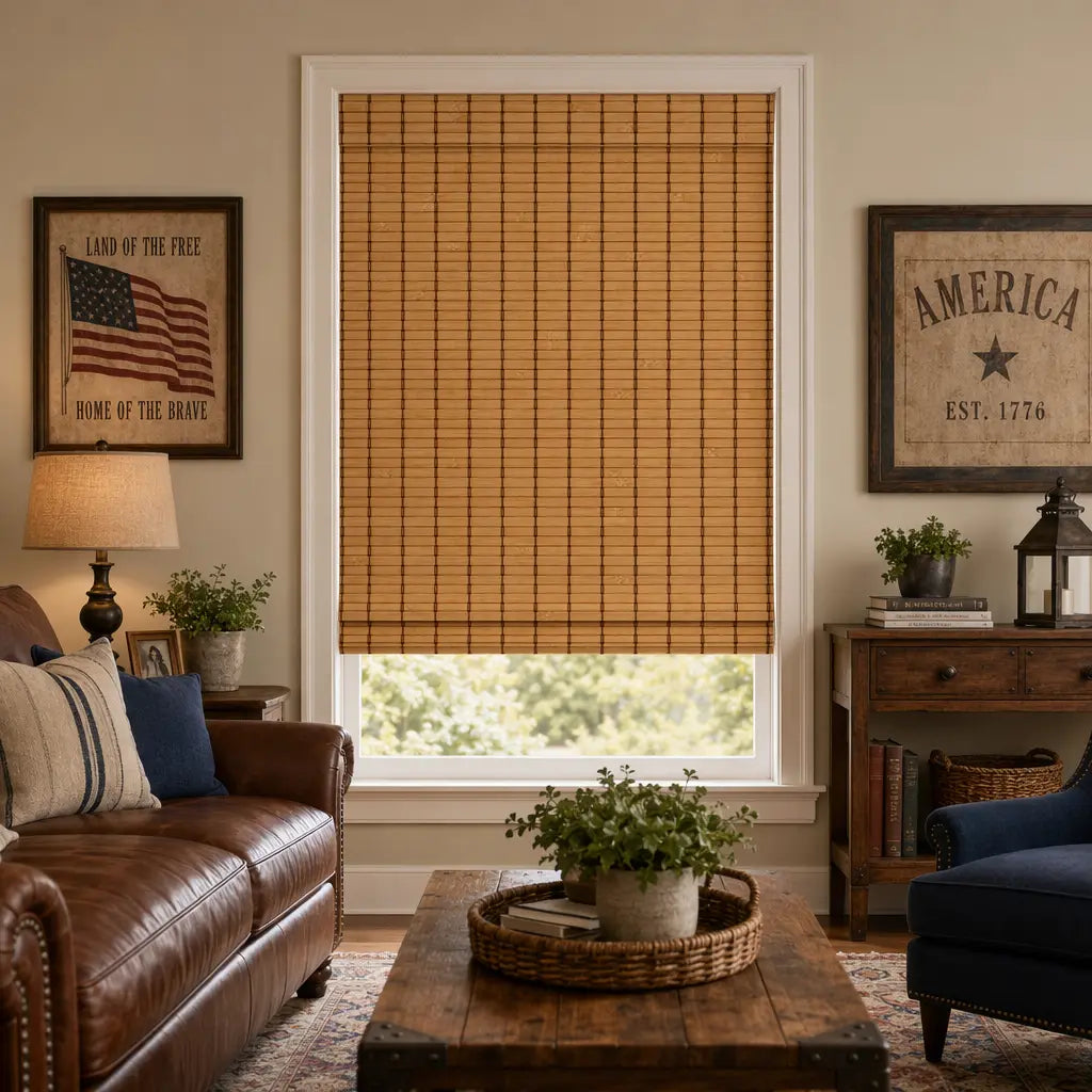Custom Bamboo Shades – Handwoven Natural Wood – color OM12A-11