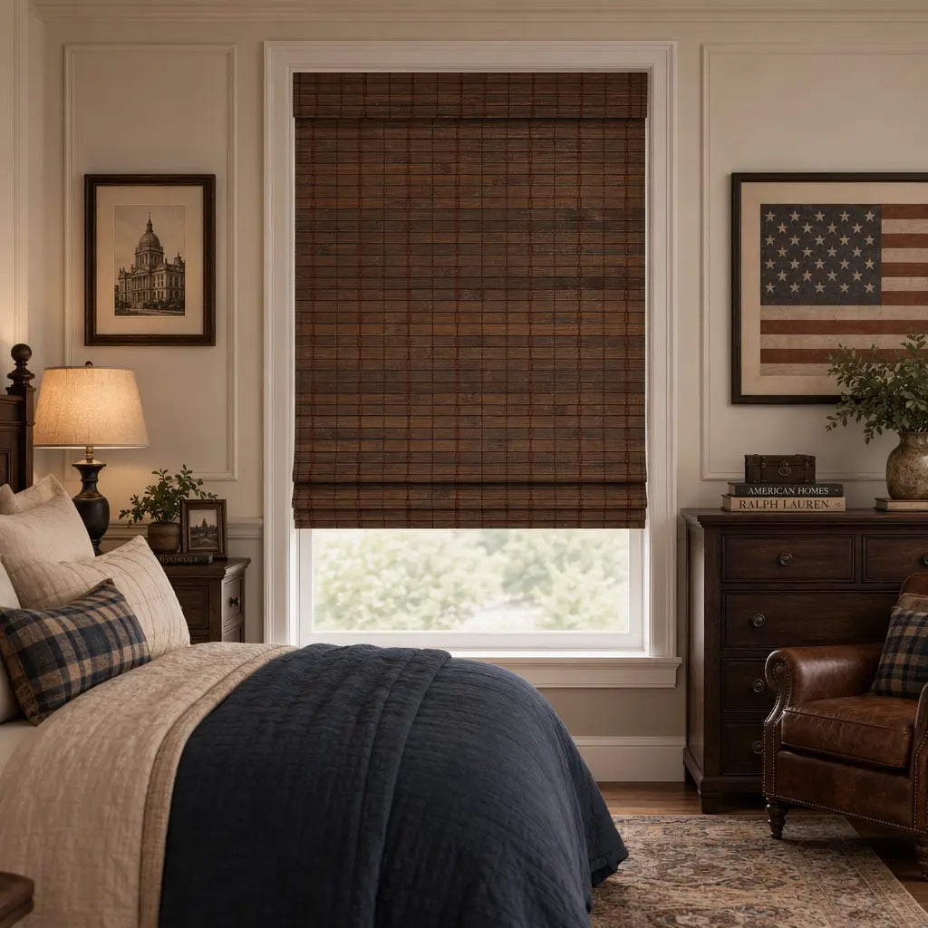 Custom Bamboo Shades – Handwoven Natural Wood – color OM12A-12