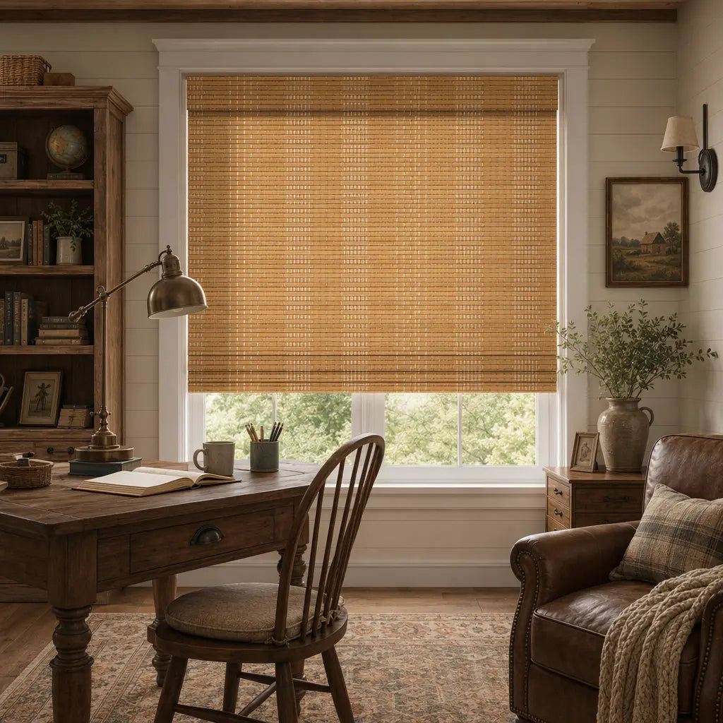 Custom Bamboo Shades – Handwoven Natural Wood – color OM12C-02