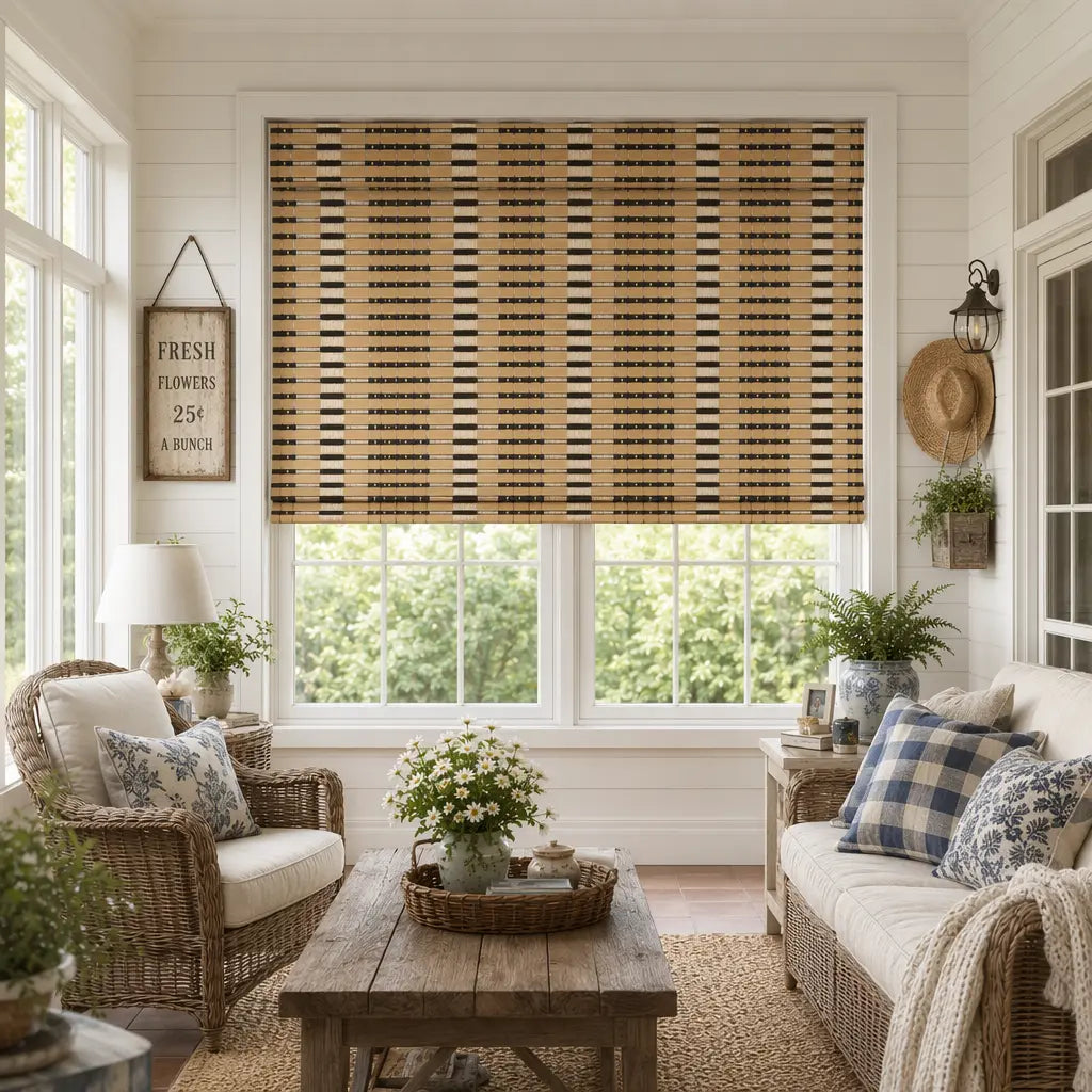 Custom Bamboo Shades – Natural Woven Light Filtering – color OM12C-05
