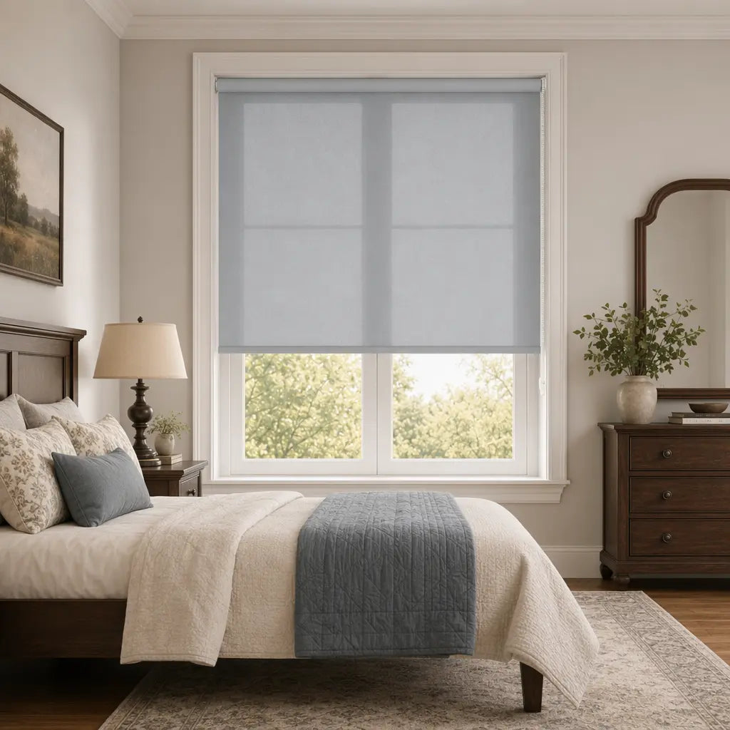 Custom Semi-Blackout Roller Shades – Soft Light & Privacy – color OM9A-04