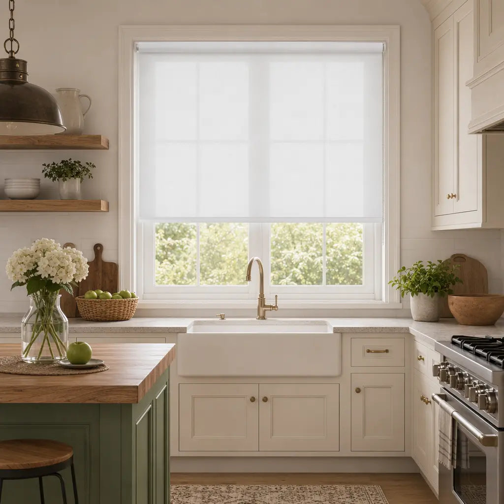 Custom Semi-Blackout Roller Shades – Soft Light & Privacy – color OM9A-11