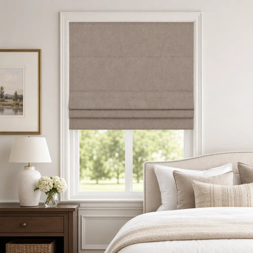 Custom Cordless Blackout Roman Shades for Bedrooms – color OY6-A06