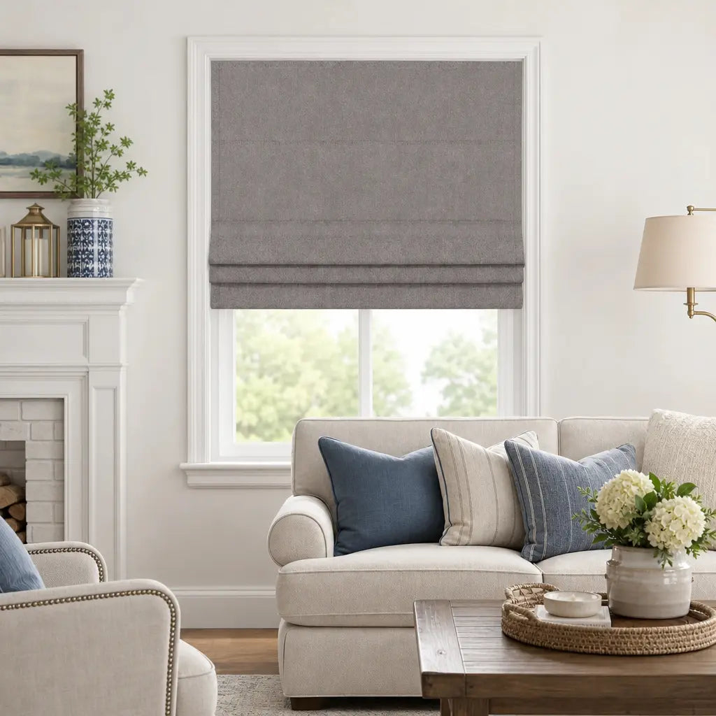 Custom Cordless Blackout Roman Shades for Bedrooms – color OY6-A08