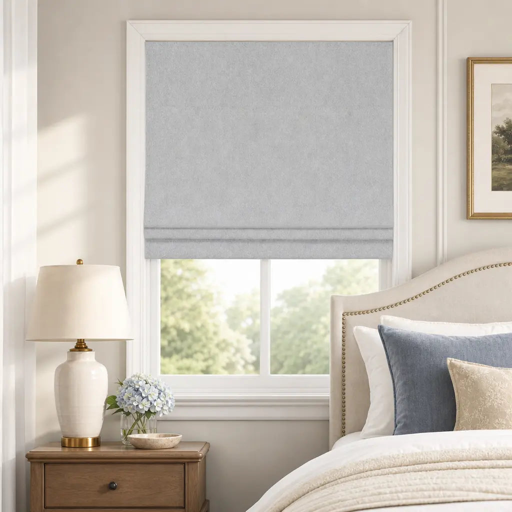 Custom Cordless Blackout Roman Shades for Bedrooms – color OY6-A09