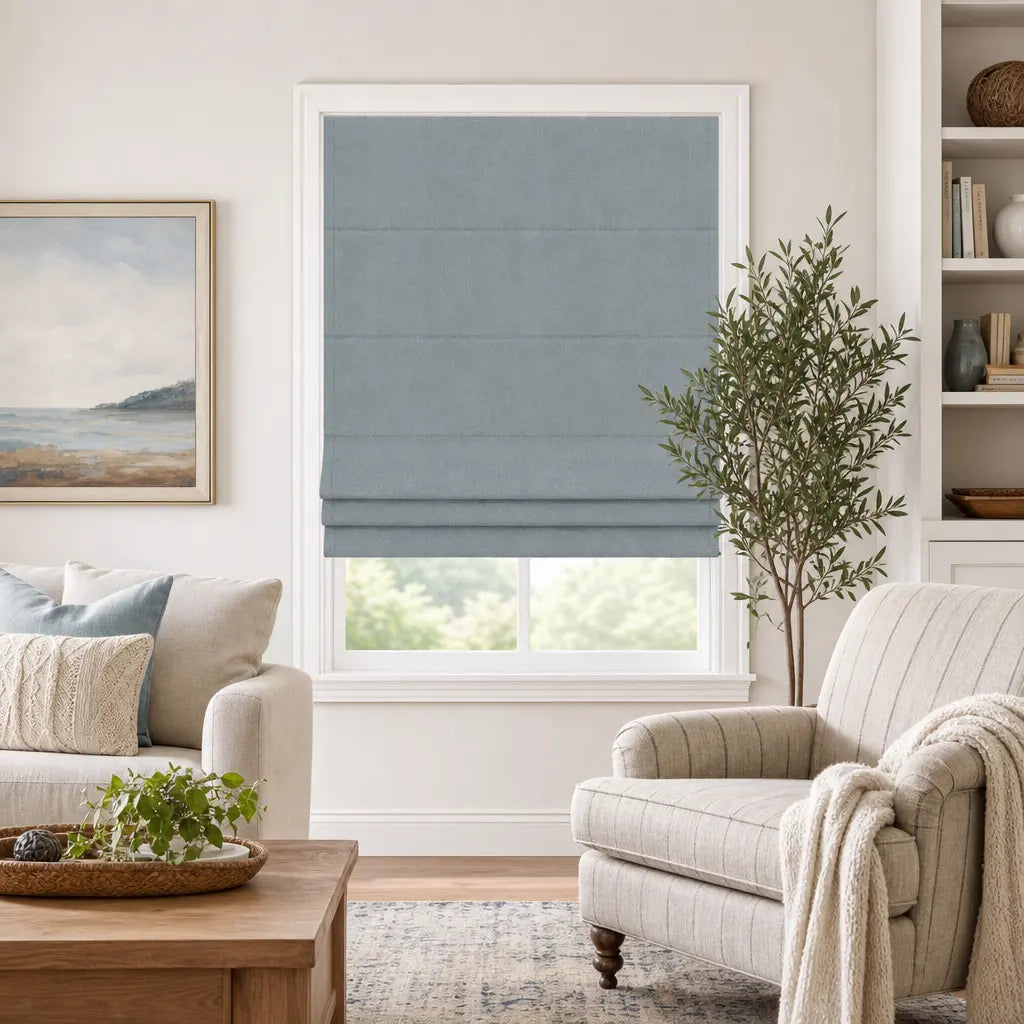 Custom Cordless Blackout Roman Shades for Bedrooms – color OY6-A12