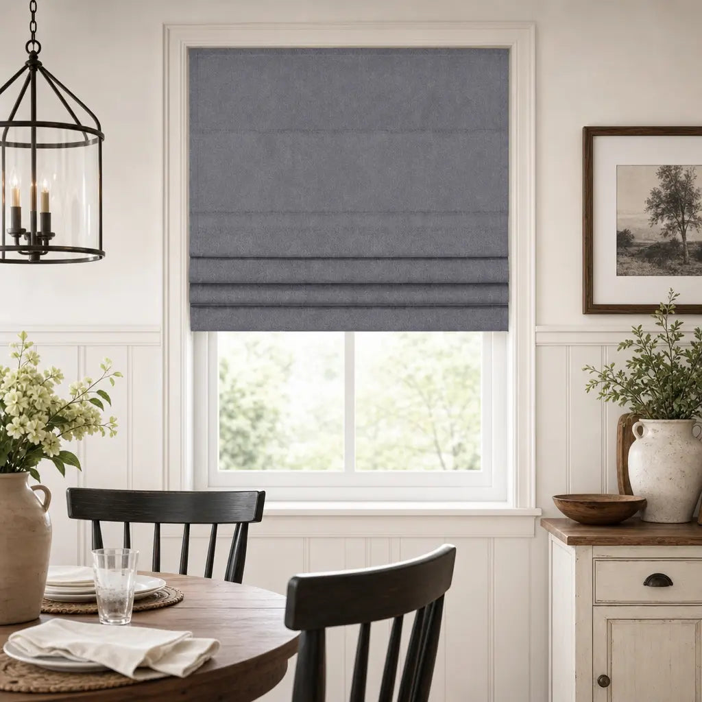 Custom Cordless Blackout Roman Shades for Bedrooms – color OY6-A19