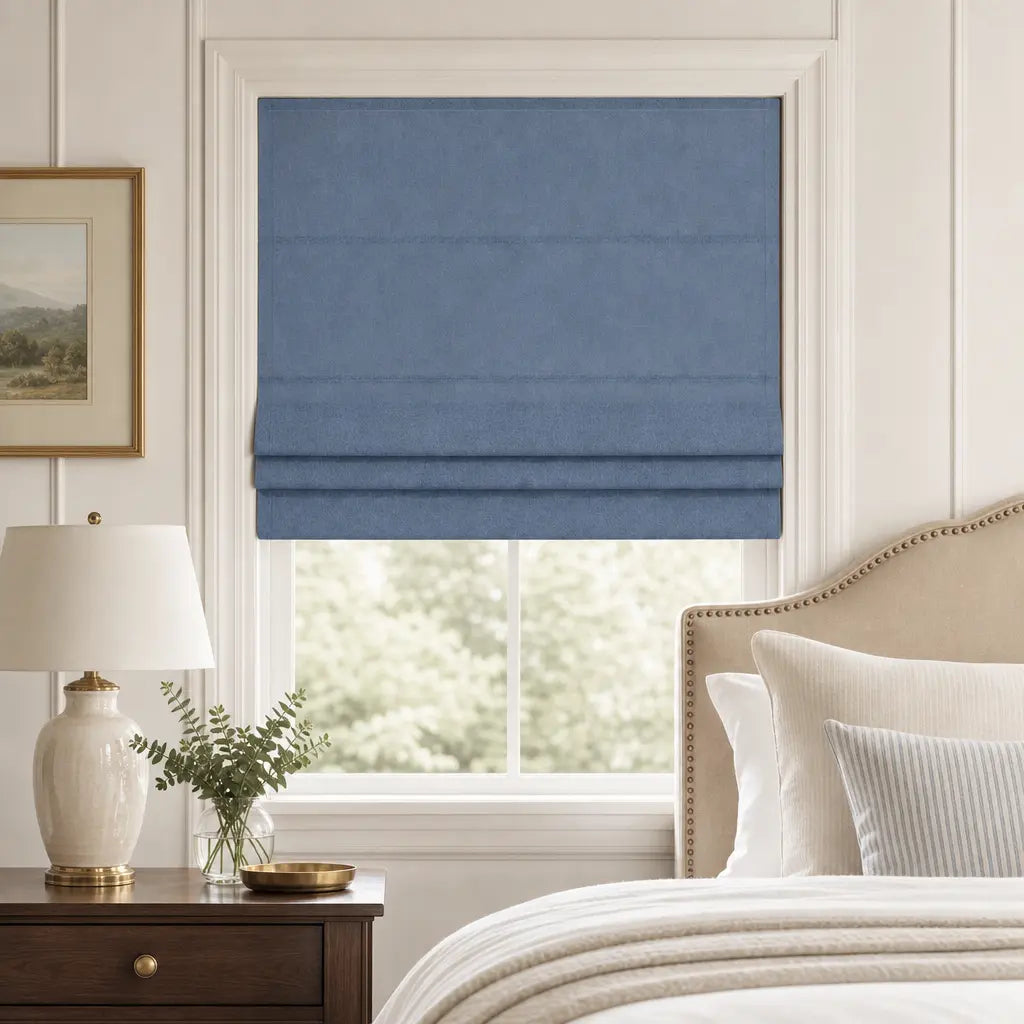 Custom Cordless Blackout Roman Shades for Bedrooms – color OY6-A21