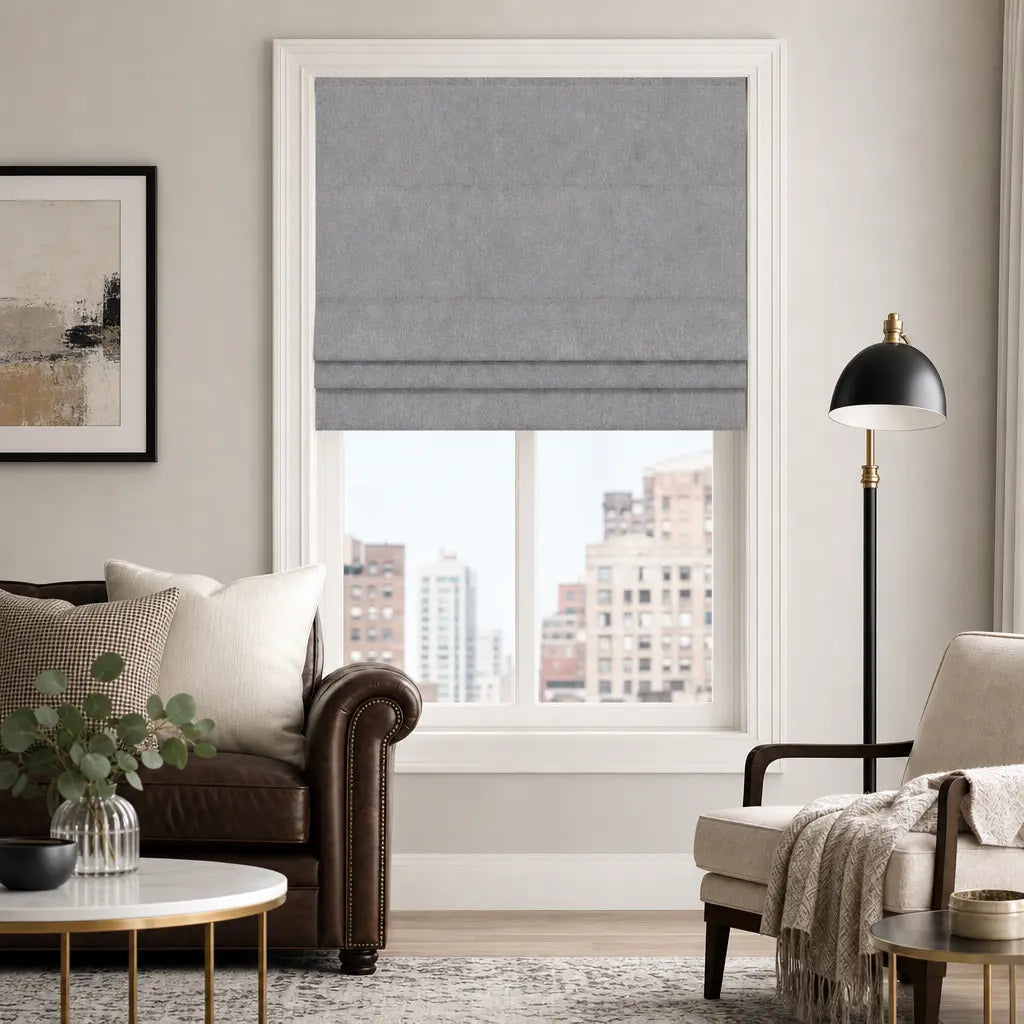 Custom Motorized Blackout Roman Shades – Smart Control – color OY6-C