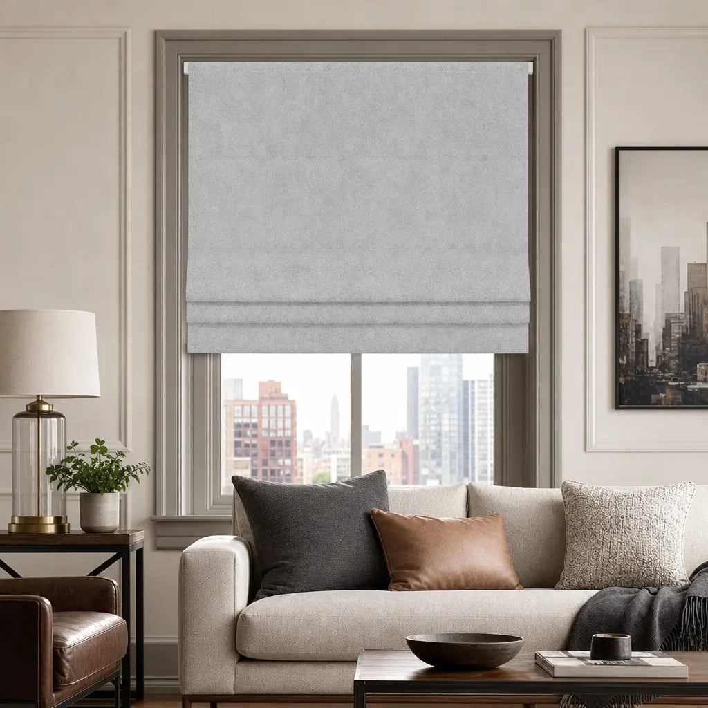 Custom Motorized Blackout Roman Shades – Smart Control – color OY6-C09