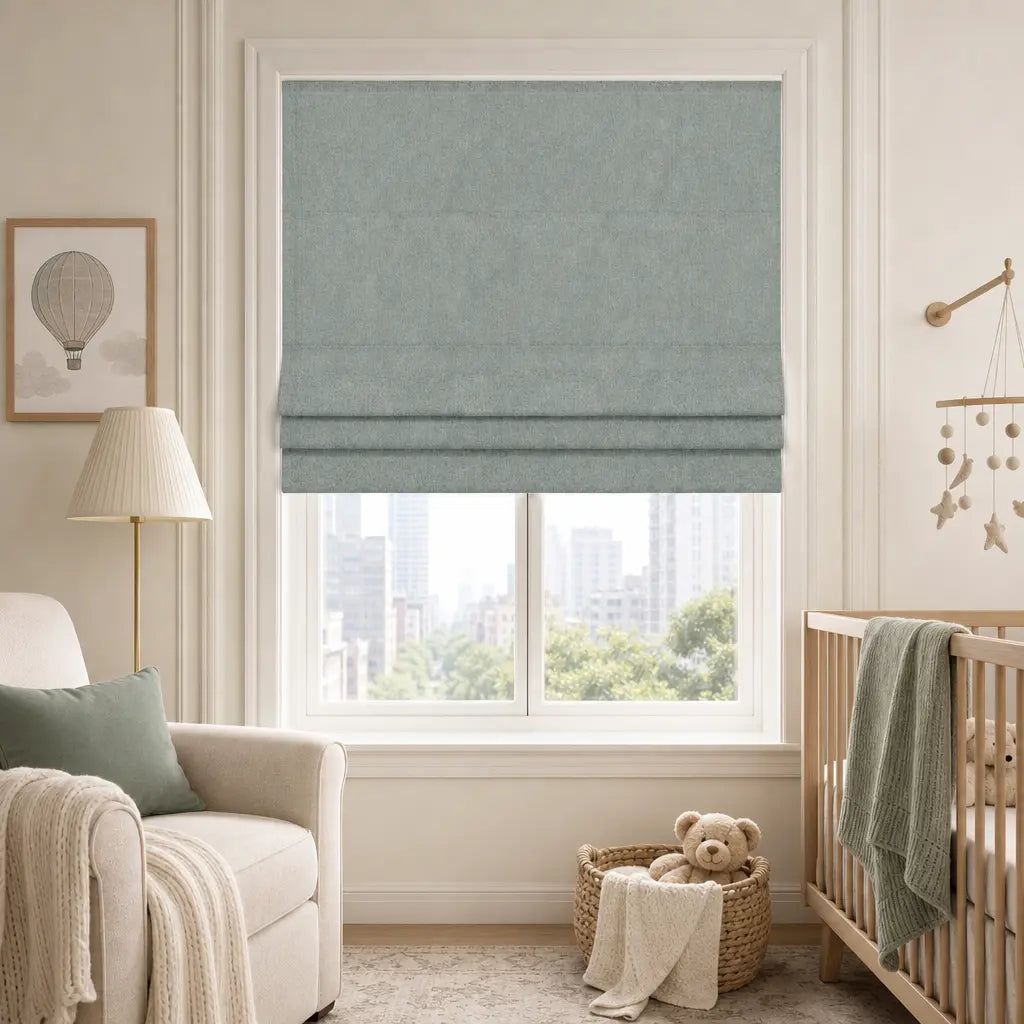 Custom Motorized Blackout Roman Shades – Smart Control – color OY6-C11