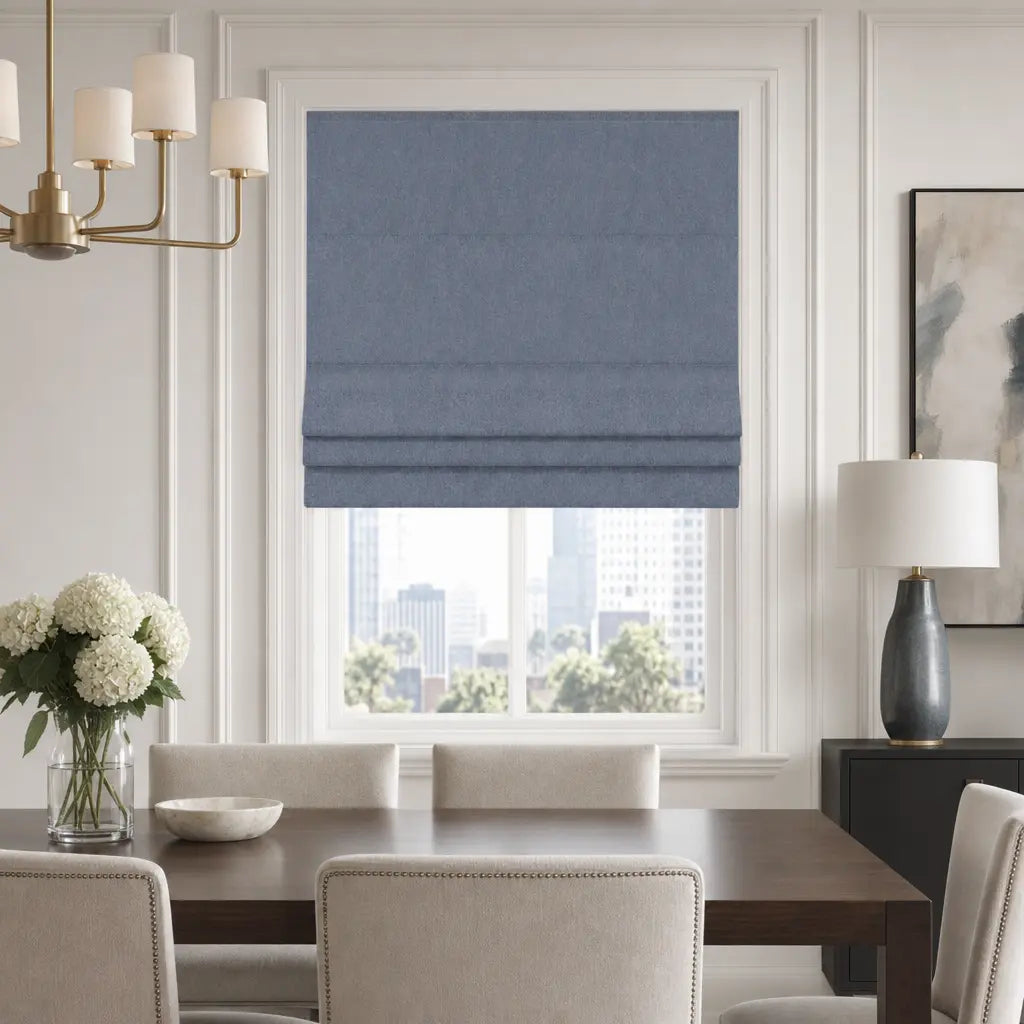 Custom Motorized Blackout Roman Shades – Smart Control – color OY6-C14