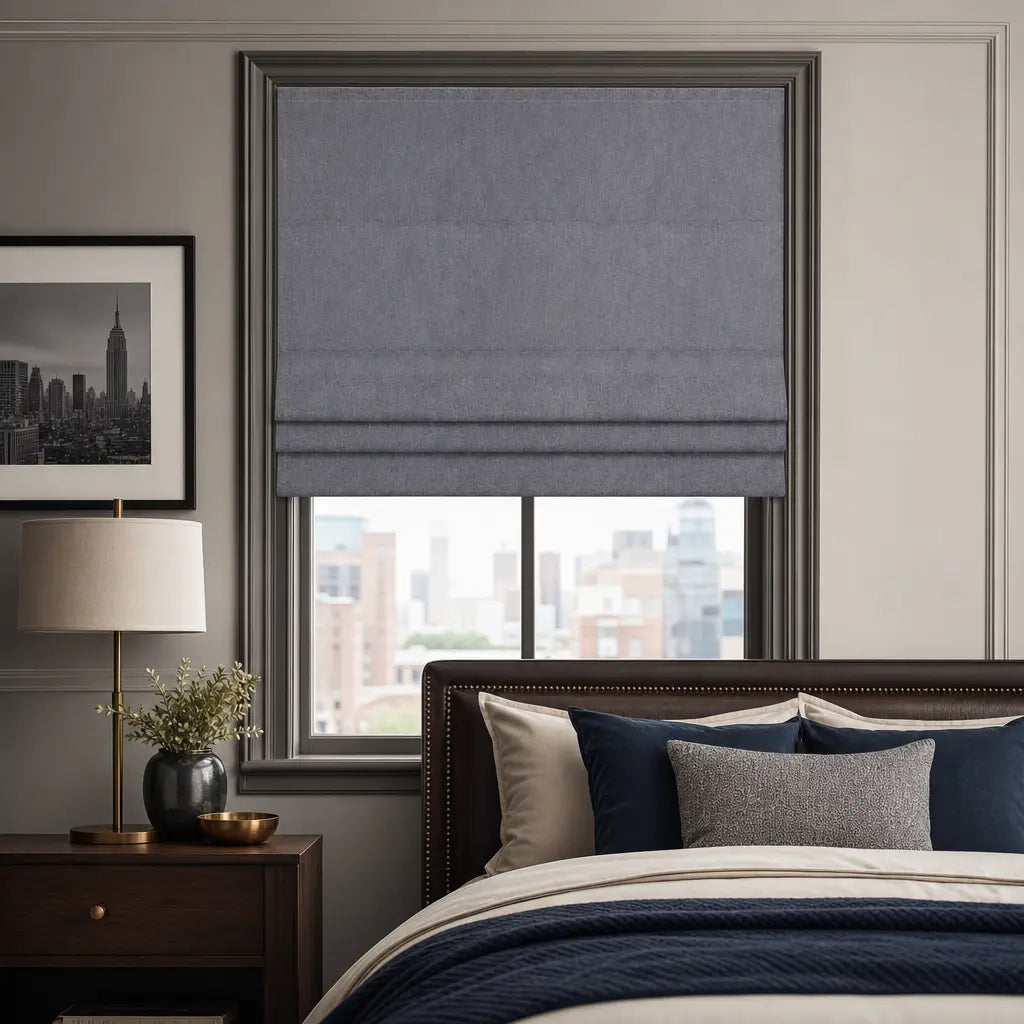 Custom Motorized Blackout Roman Shades – Smart Control – color OY6-C19