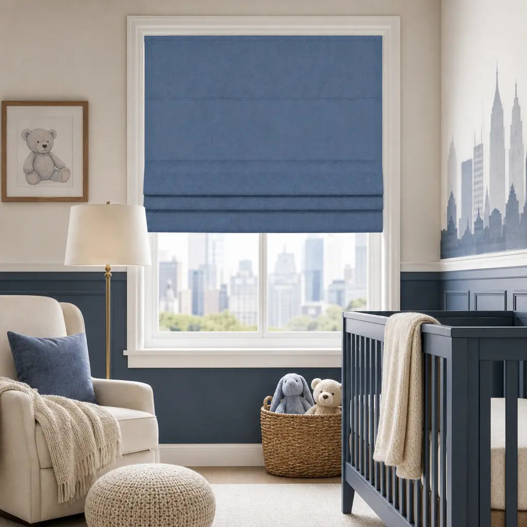 Custom Motorized Blackout Roman Shades – Smart Control – color OY6-C21