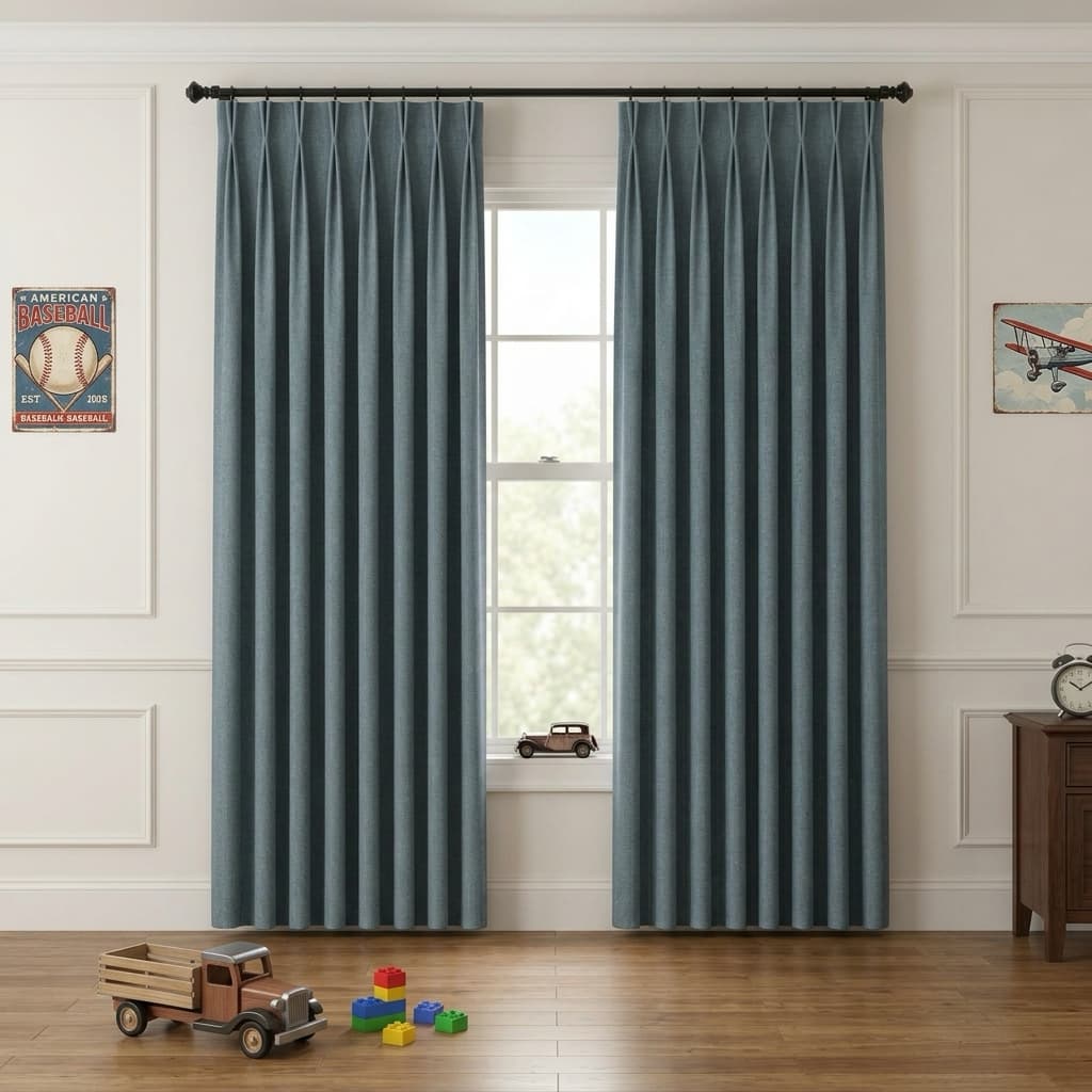 Custom Blackout Pinch Pleat Drapery – 100% Light Blocking