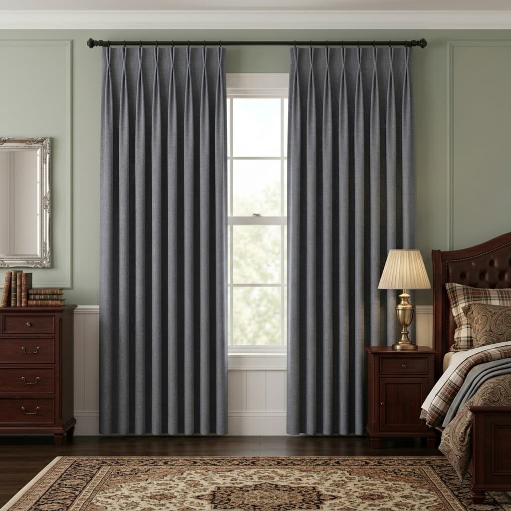 Custom Blackout Pinch Pleat Drapery – 100% Light Blocking