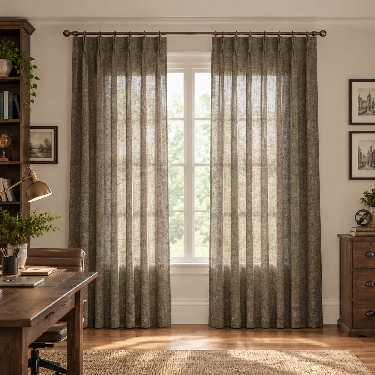 Modern Light Filtering Drapery – 50% Light Blocking, Made to Measure
